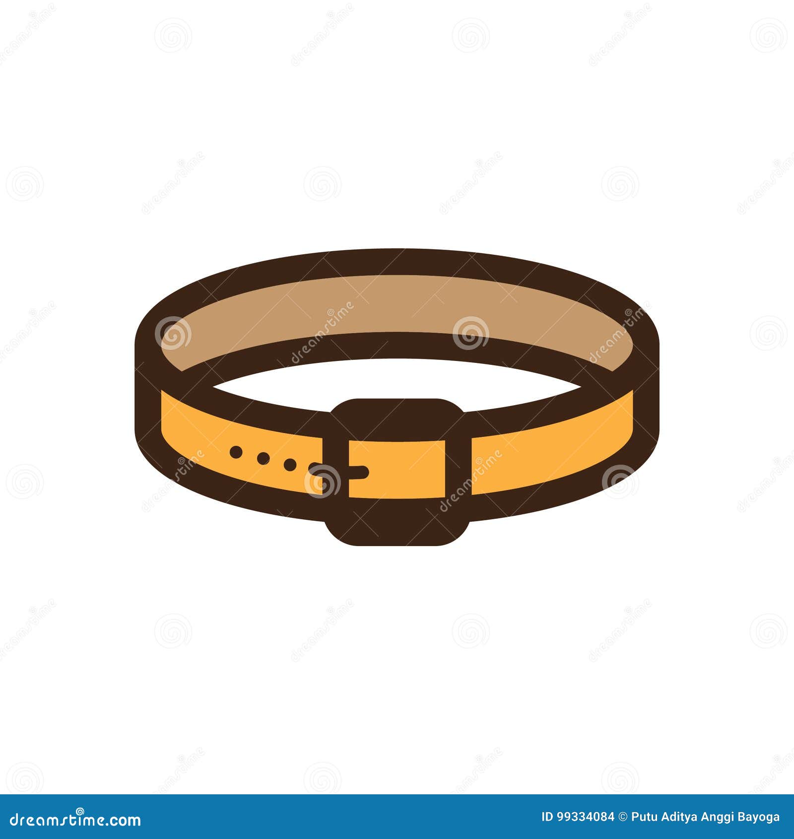Flat color dog collar icon stock vector. Illustration of icon - 99334084