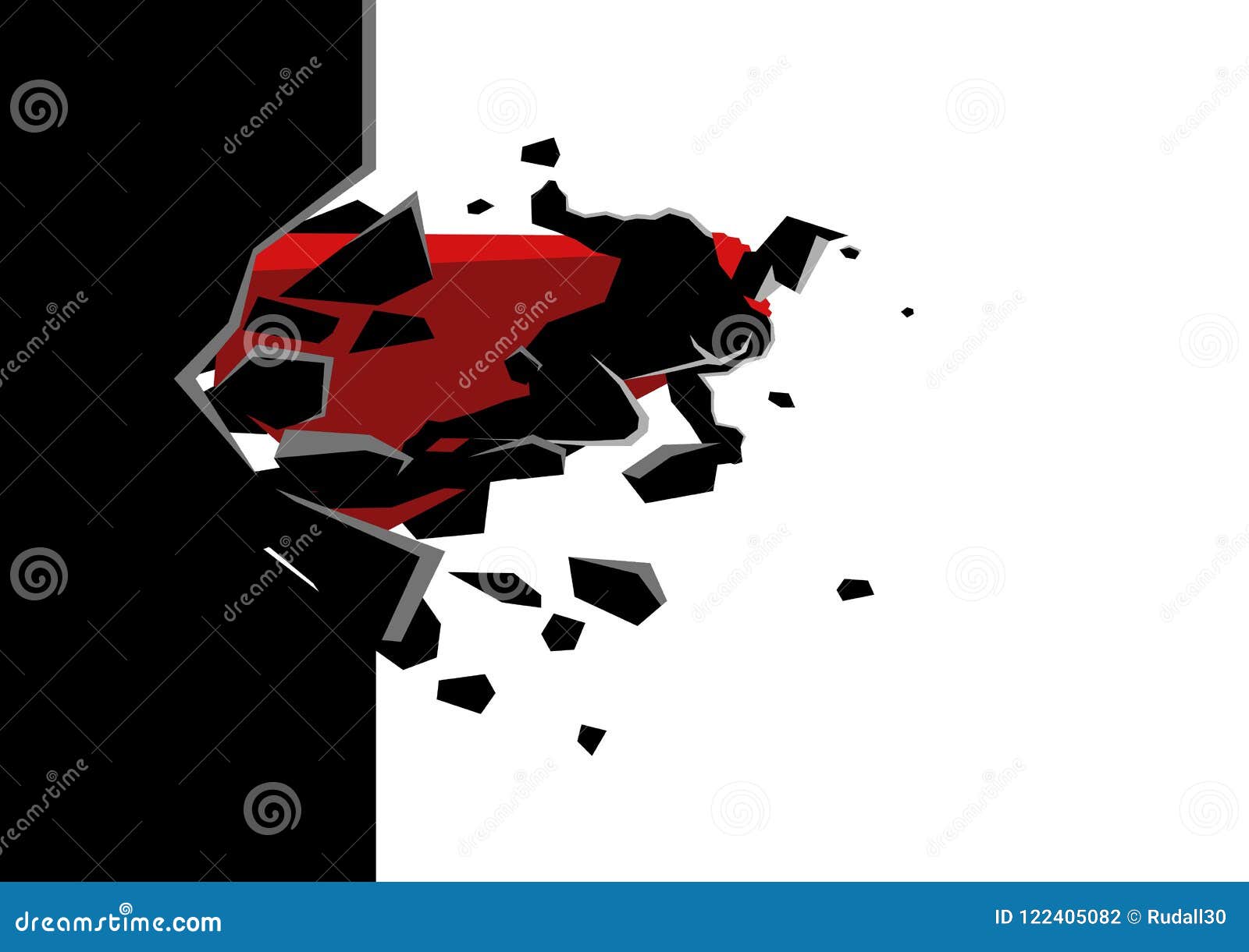 Superhero Break through Concrete Wall Stock Vector Illustration of vector, action 122405082