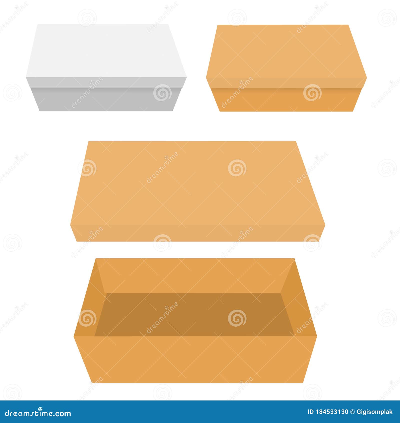 Download 3 Simple Vector, Mockup Brown And White Shoe Box Stock ...