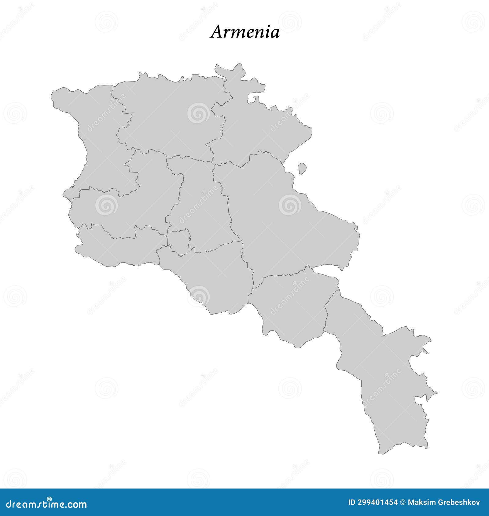 Simple Flat Map of Armenia with Borders Stock Illustration