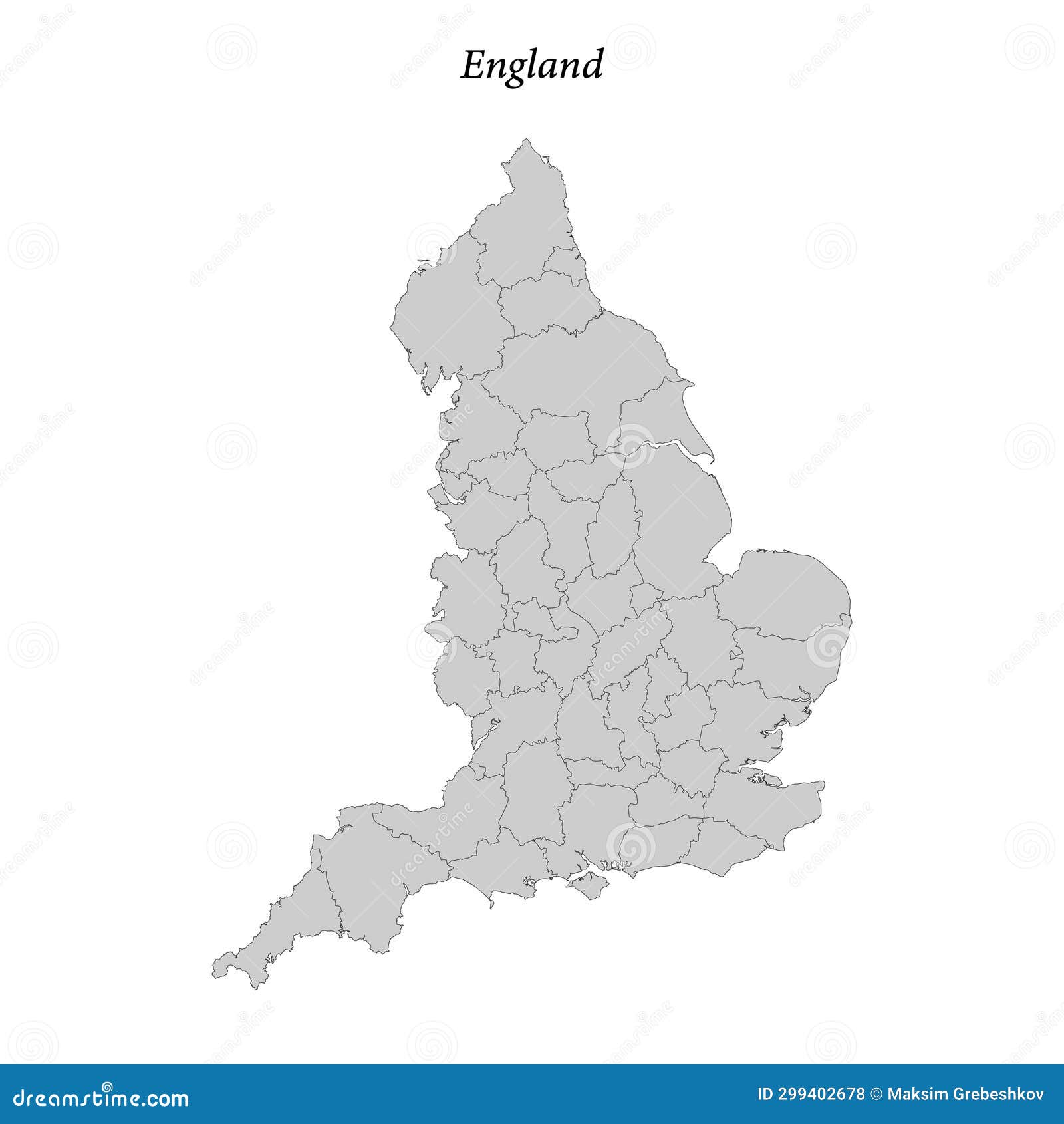 Simple Flat Map of England with Borders Stock Illustration