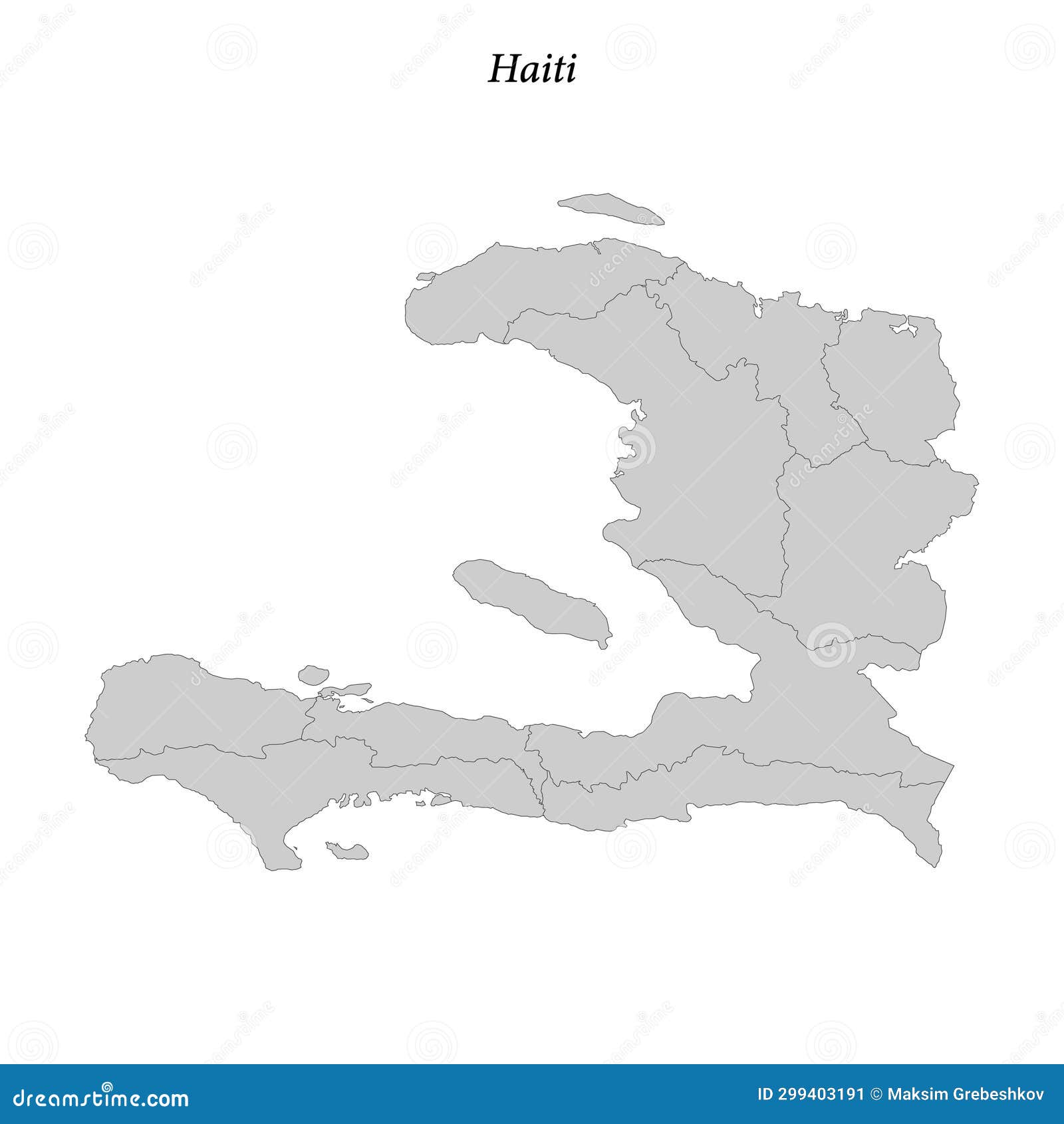 Simple Flat Map of Haiti with Borders Stock Illustration Illustration