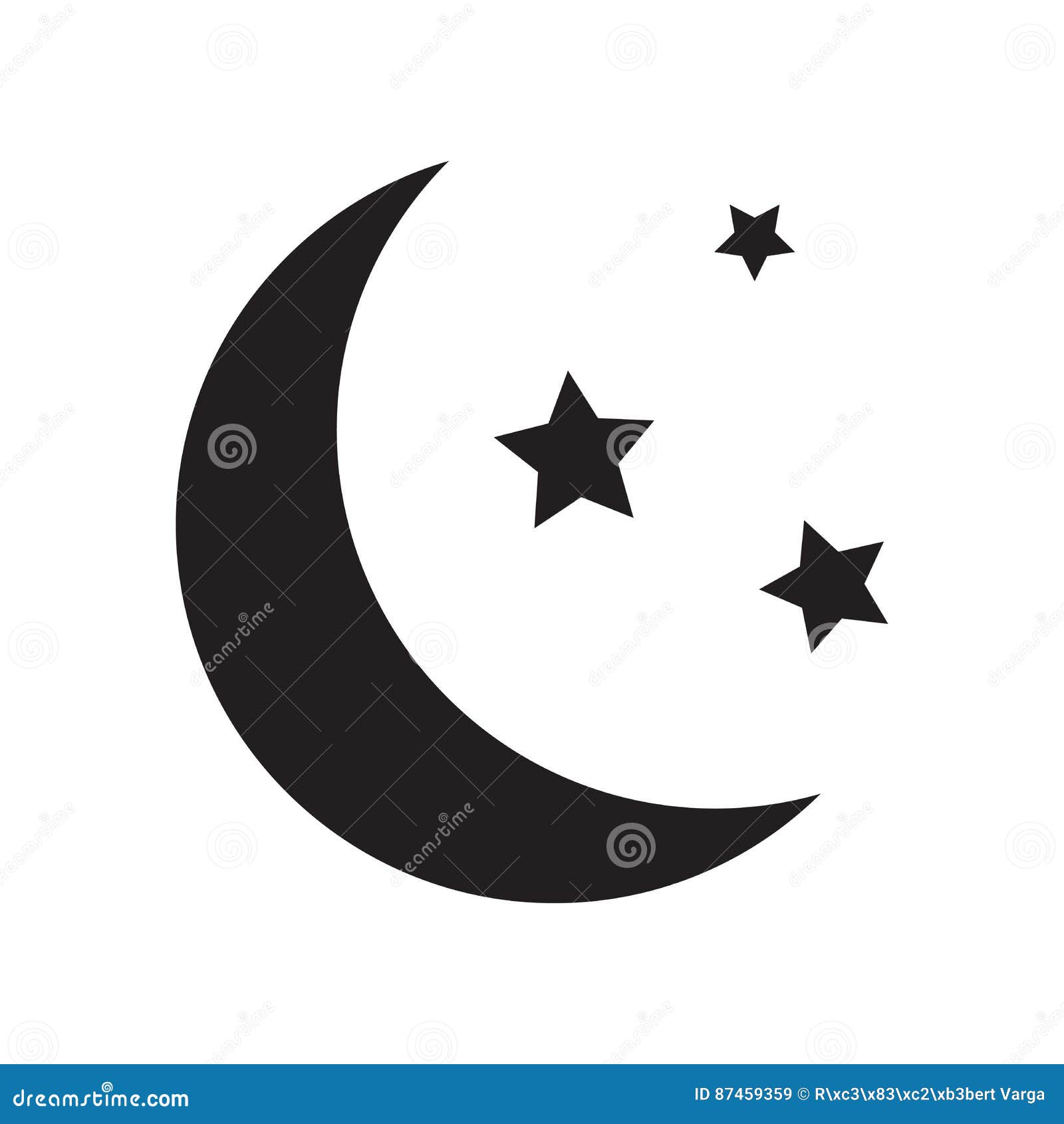 Simple Flat Moon and Stars Icon Stock Vector - Illustration of dream,  moonlight: 87459359