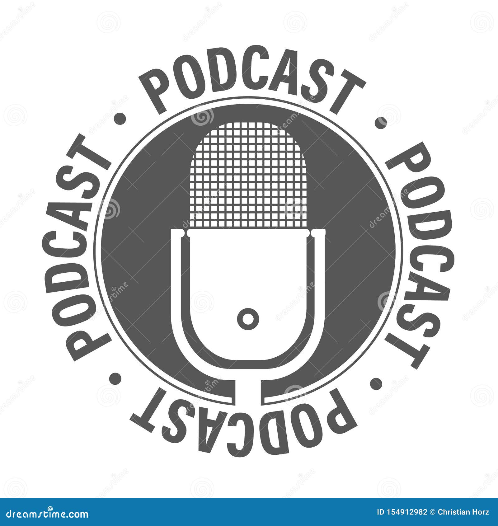 simple flat podcast recording, podcasting icon or  with microphone