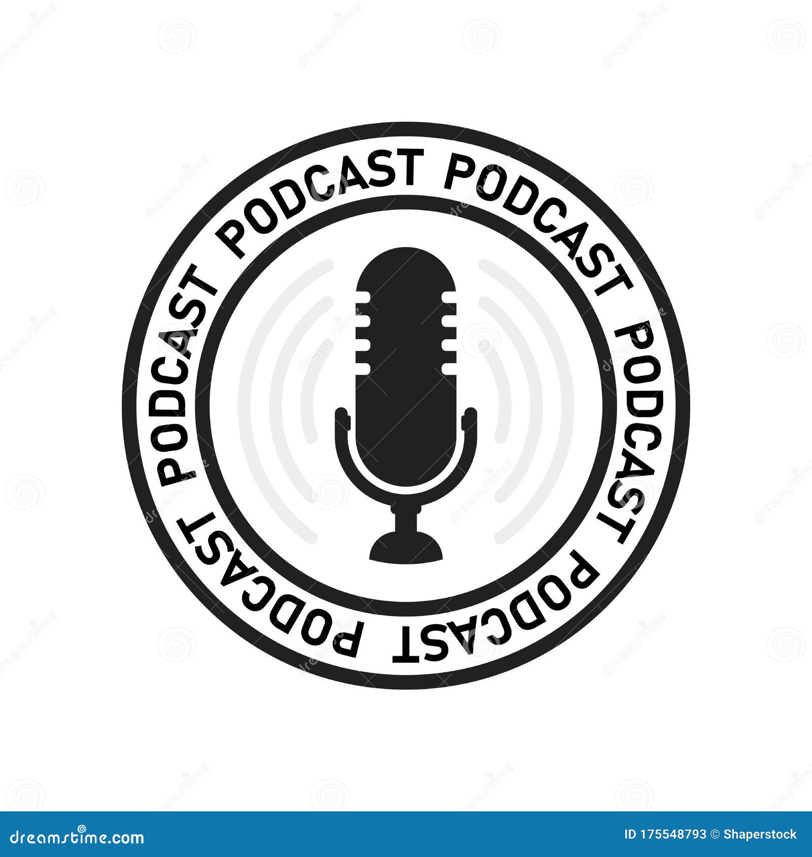 simple flat podcast recording, podcasting icon or  with microphone  