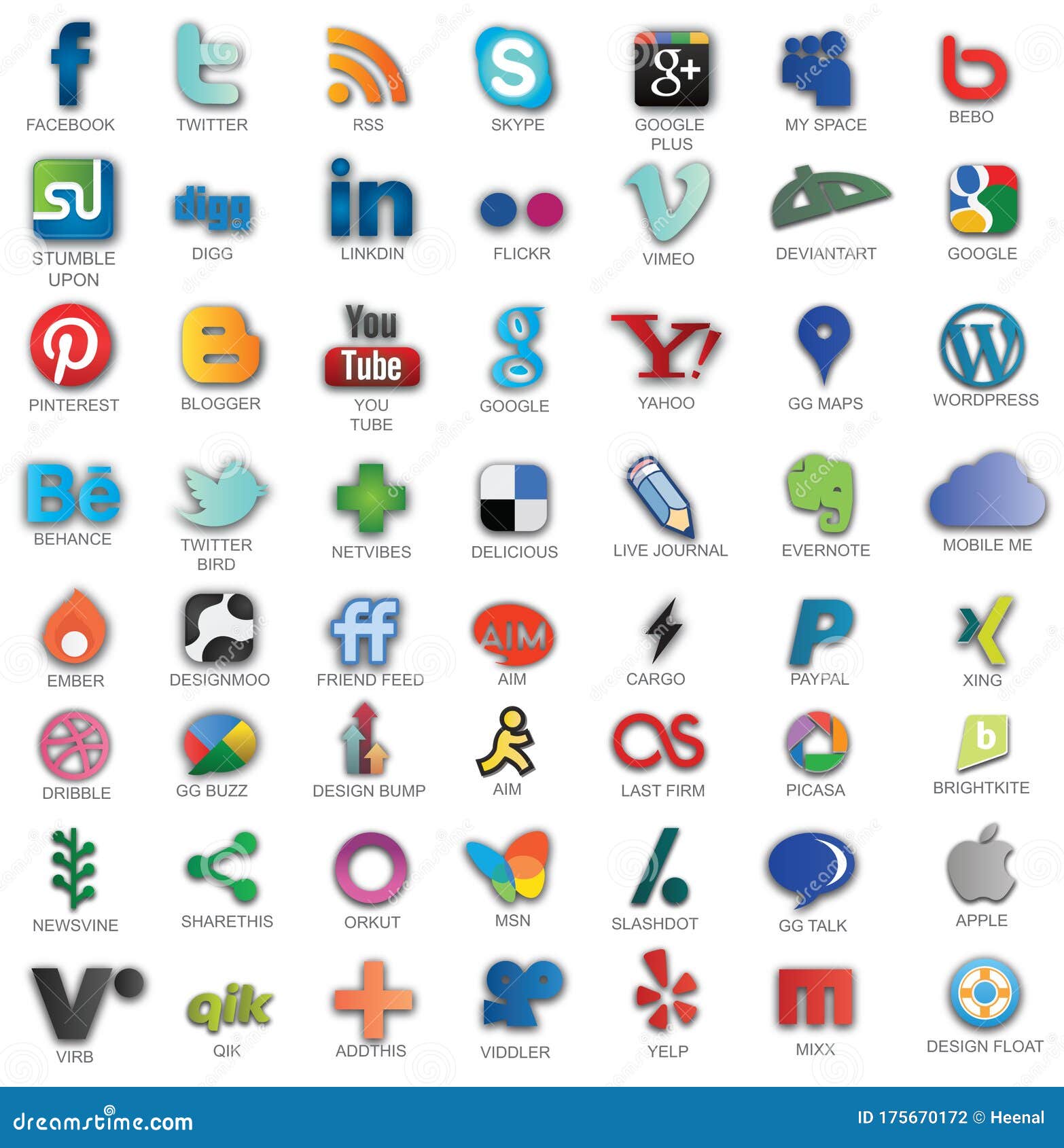 comentarista negocio himno Nacional Simple Flat Social Media Network Icons Collection Set Design with Names Text.Vector  Illustration for Graphic and Website Editorial Photography - Illustration  of icon, netvibes: 175670172