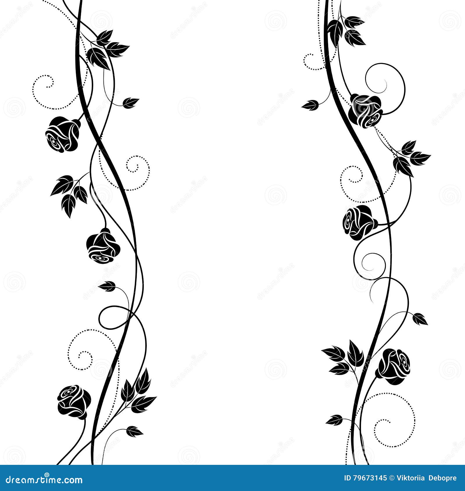 Simple Floral Background in Black and White Stock Vector Illustration