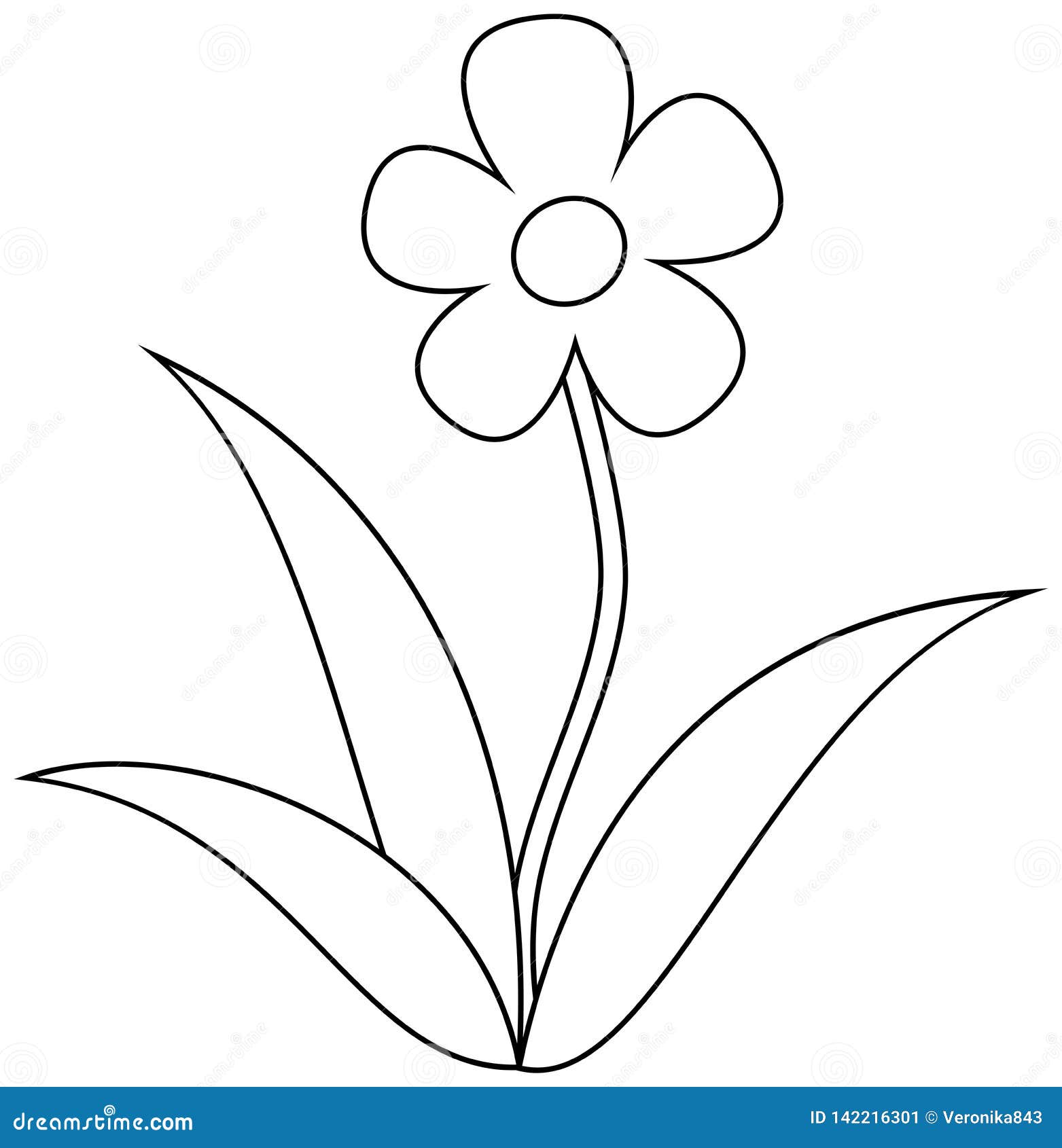 Simple Flower Clipart, Coloring Book for Children Stock Vector ...