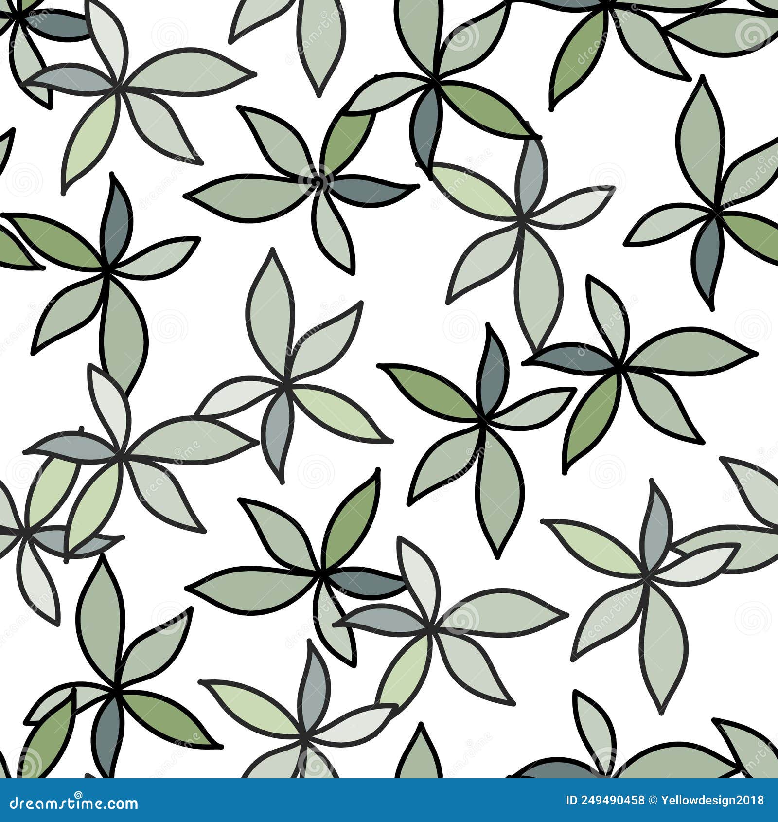 Simple Foliage Seamless Pattern. Doodle Leaves Wallpaper Stock Vector