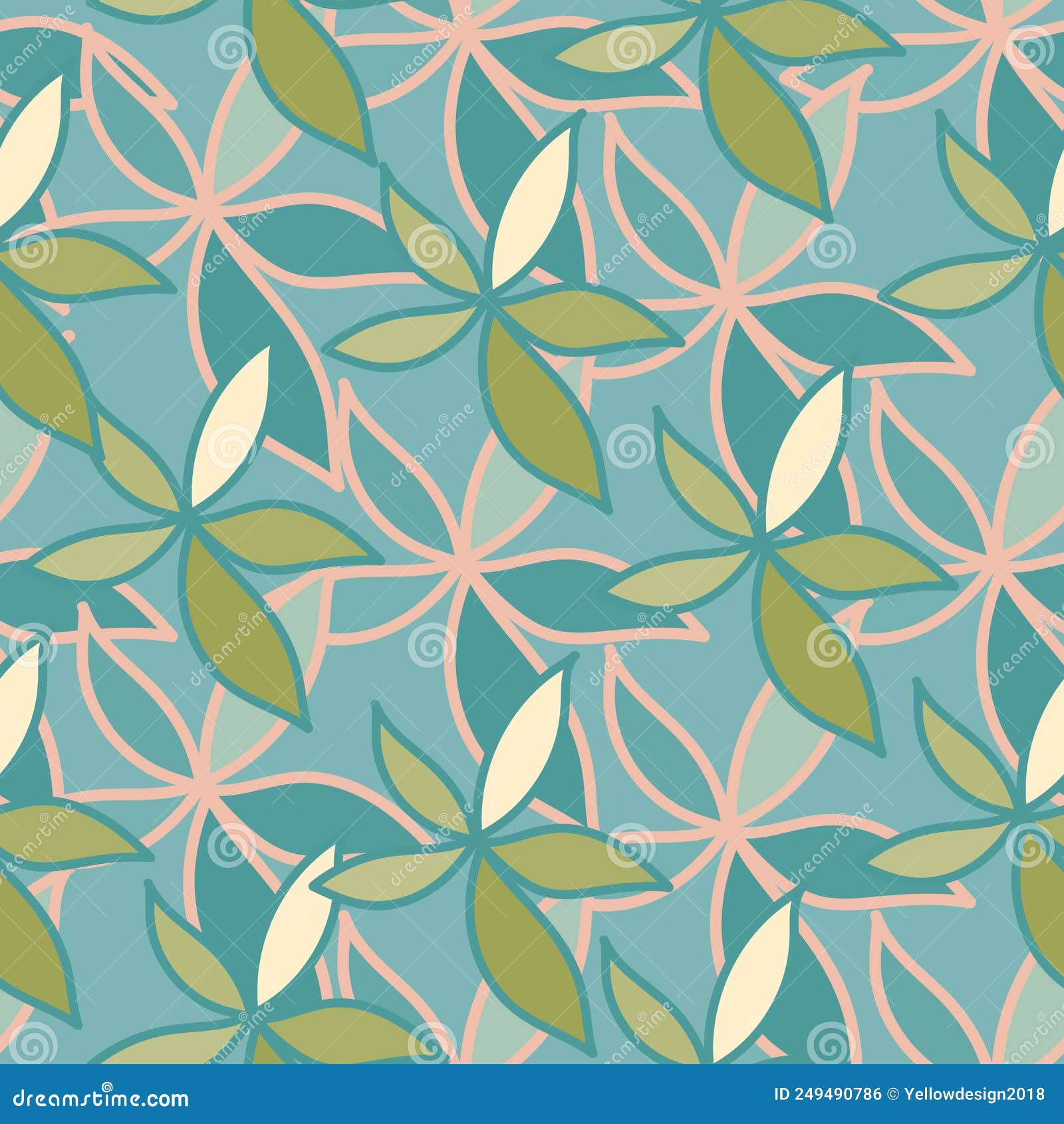 Simple Foliage Seamless Pattern. Doodle Leaves Wallpaper Stock Vector