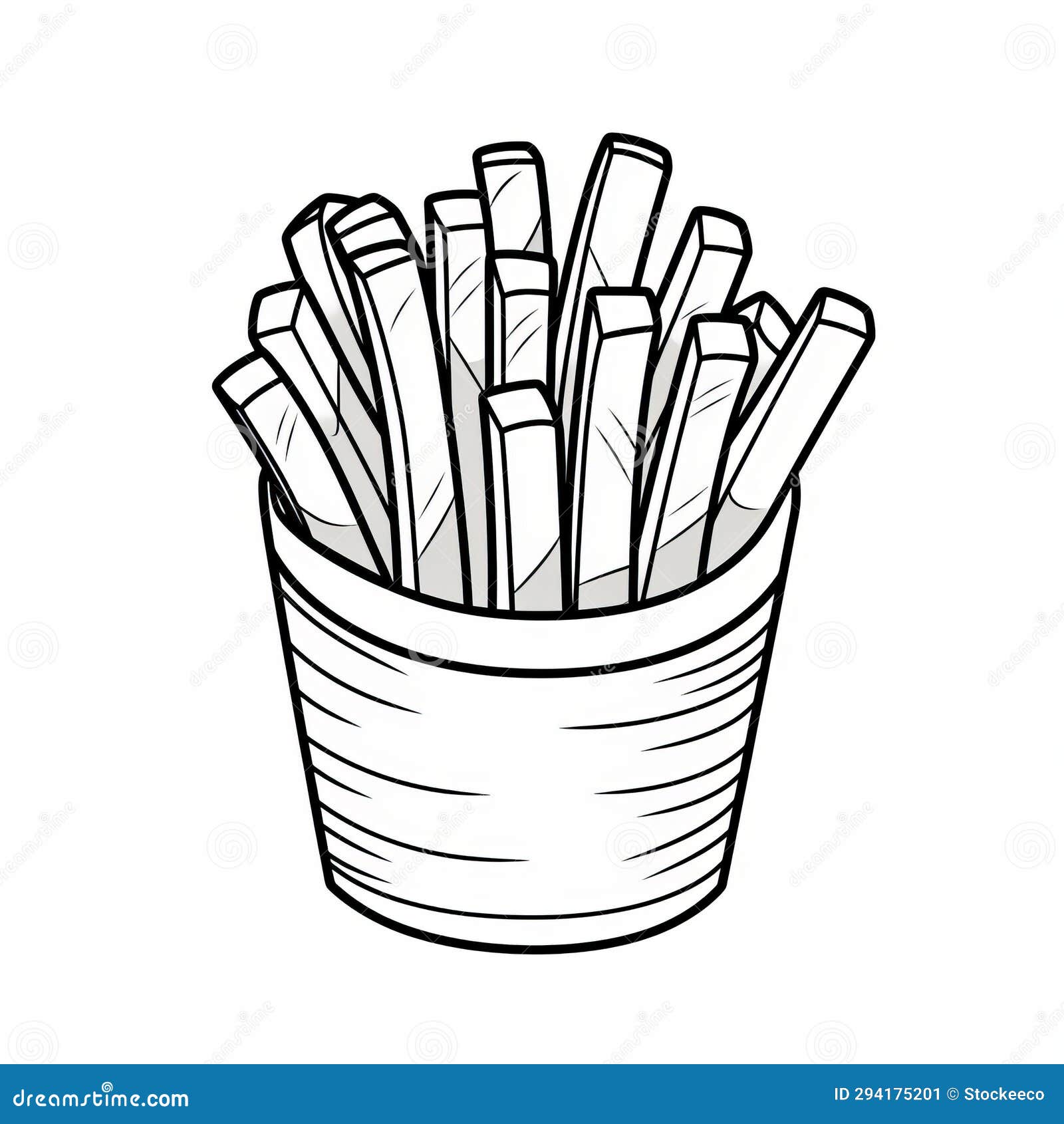 Simple Fries Coloring Page for Kids Stock Illustration - Illustration ...