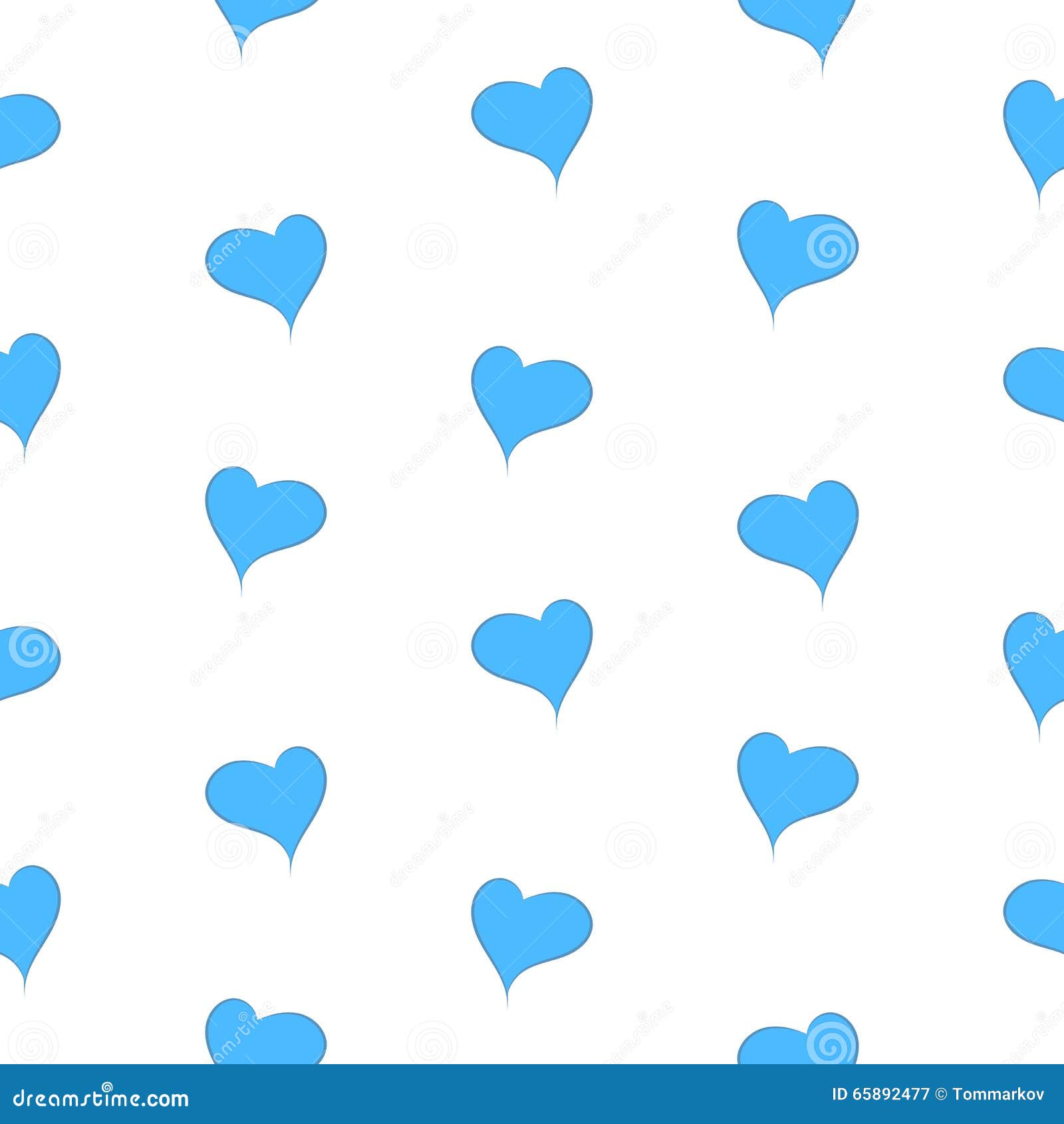 The Simple Geometry of Blue Hearts on a White Background Seamless