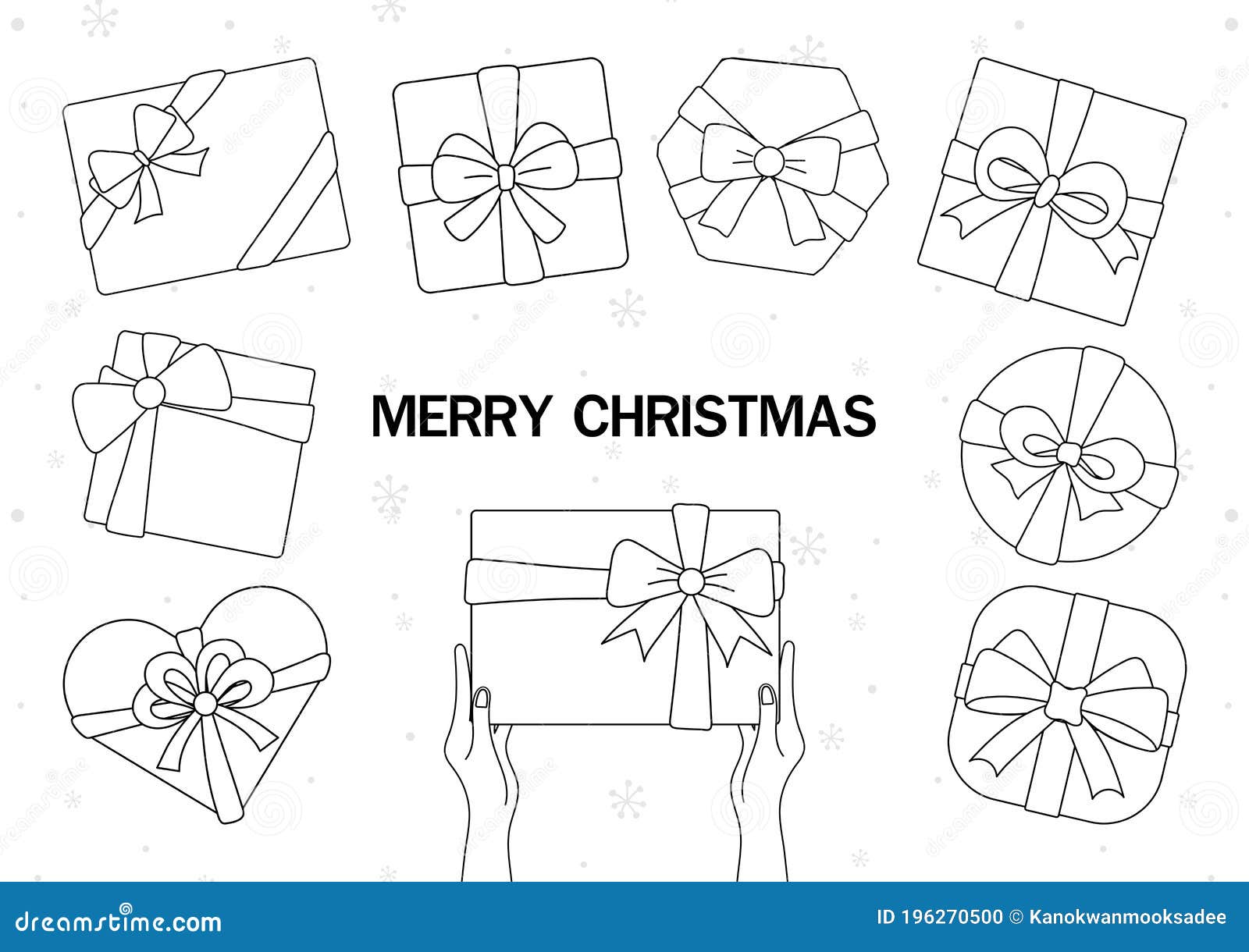 Simple Gift Boxes Drawing the Hand Various Style. Hand Gives a