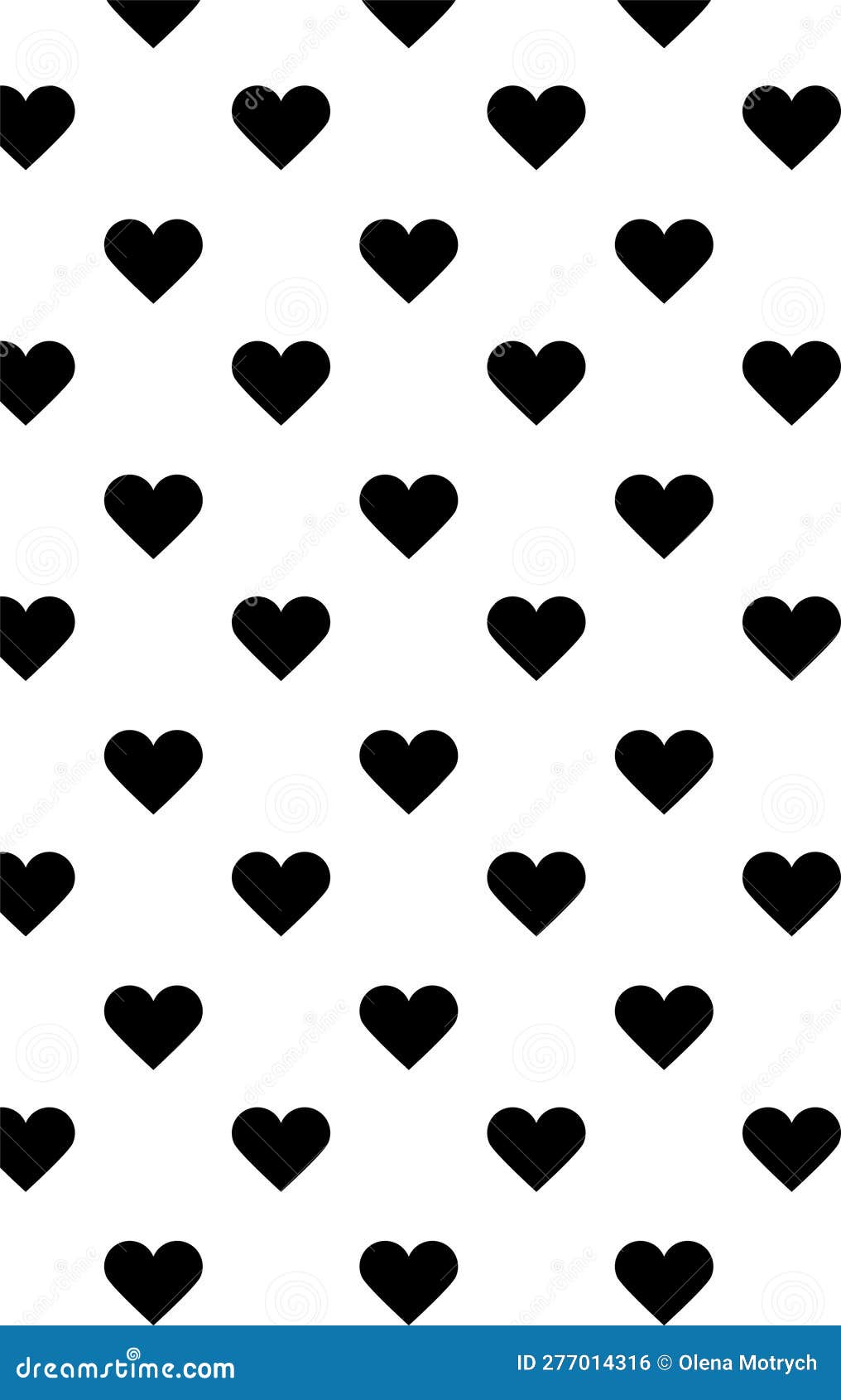 Simple Graphic Pattern with Black Hearts on White Background. Stock