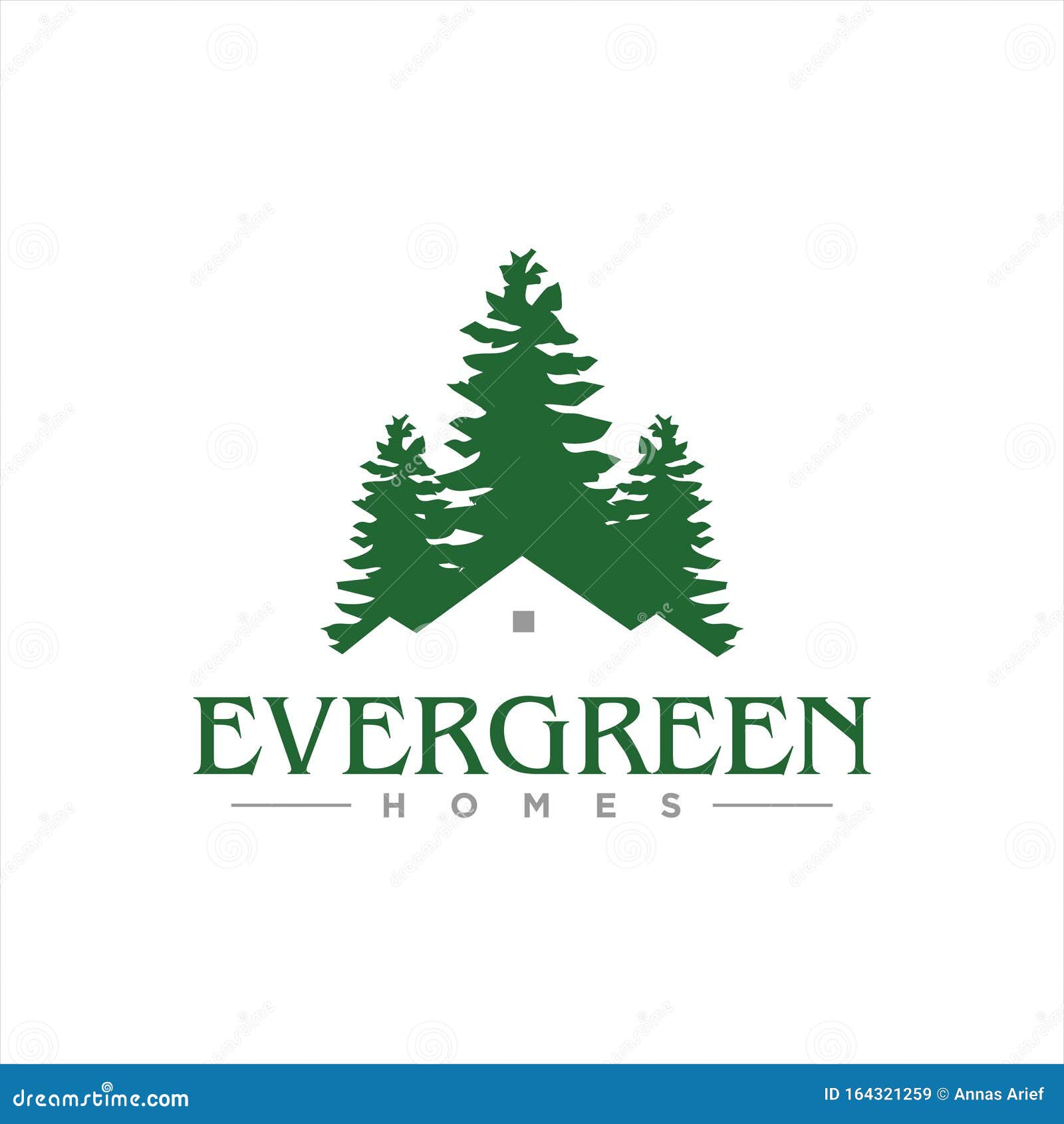 simple green pine tree home evergreen logo  idea