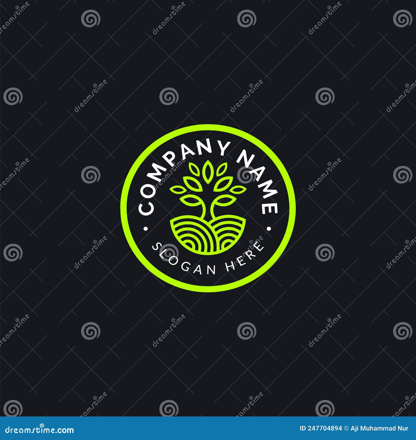 Green Plant Geometric for Nature Logo Design Stock Vector