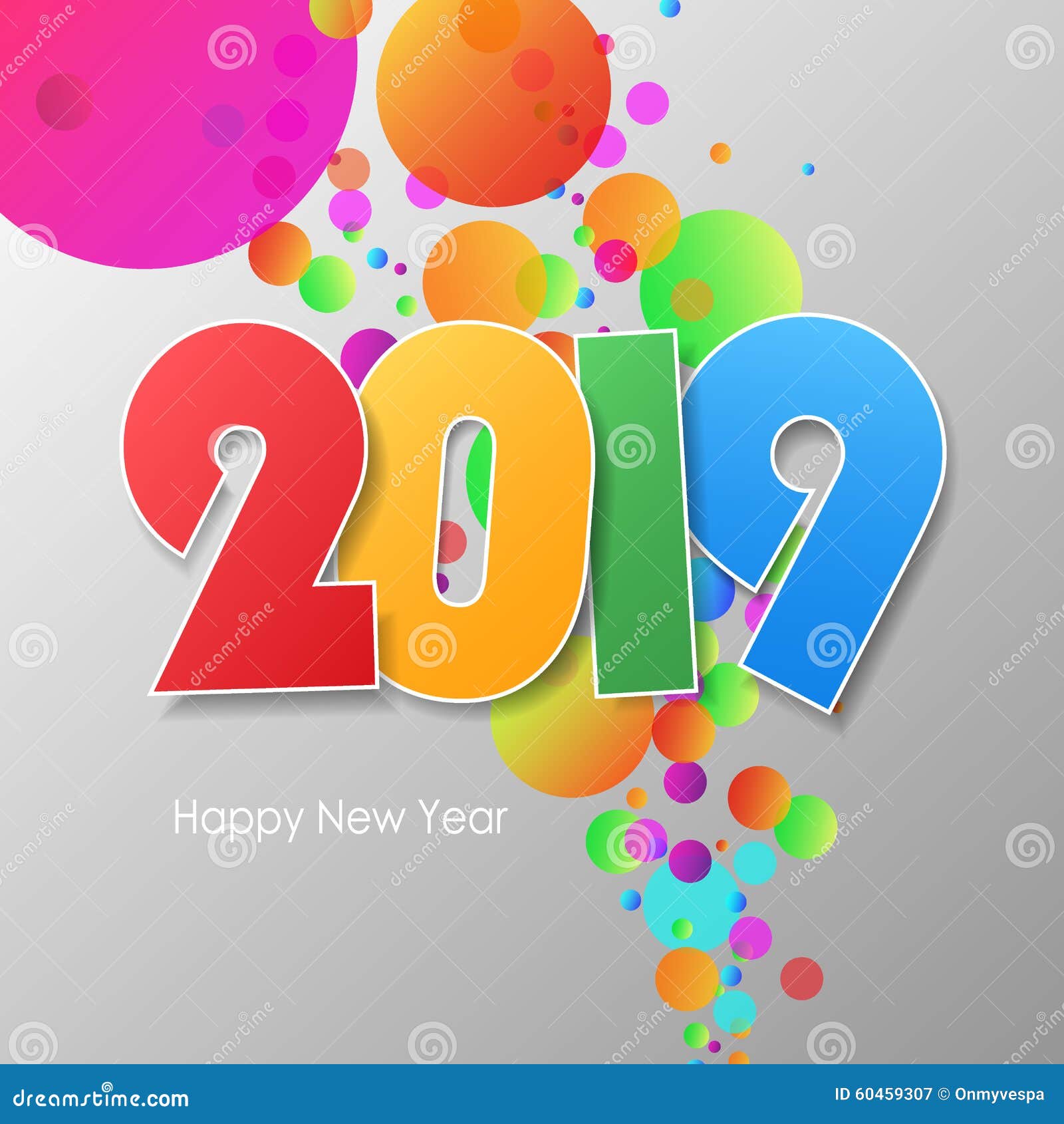 Simple Greeting Card Happy New Year 2019. Stock Vector  Illustration of label, card: 60459307