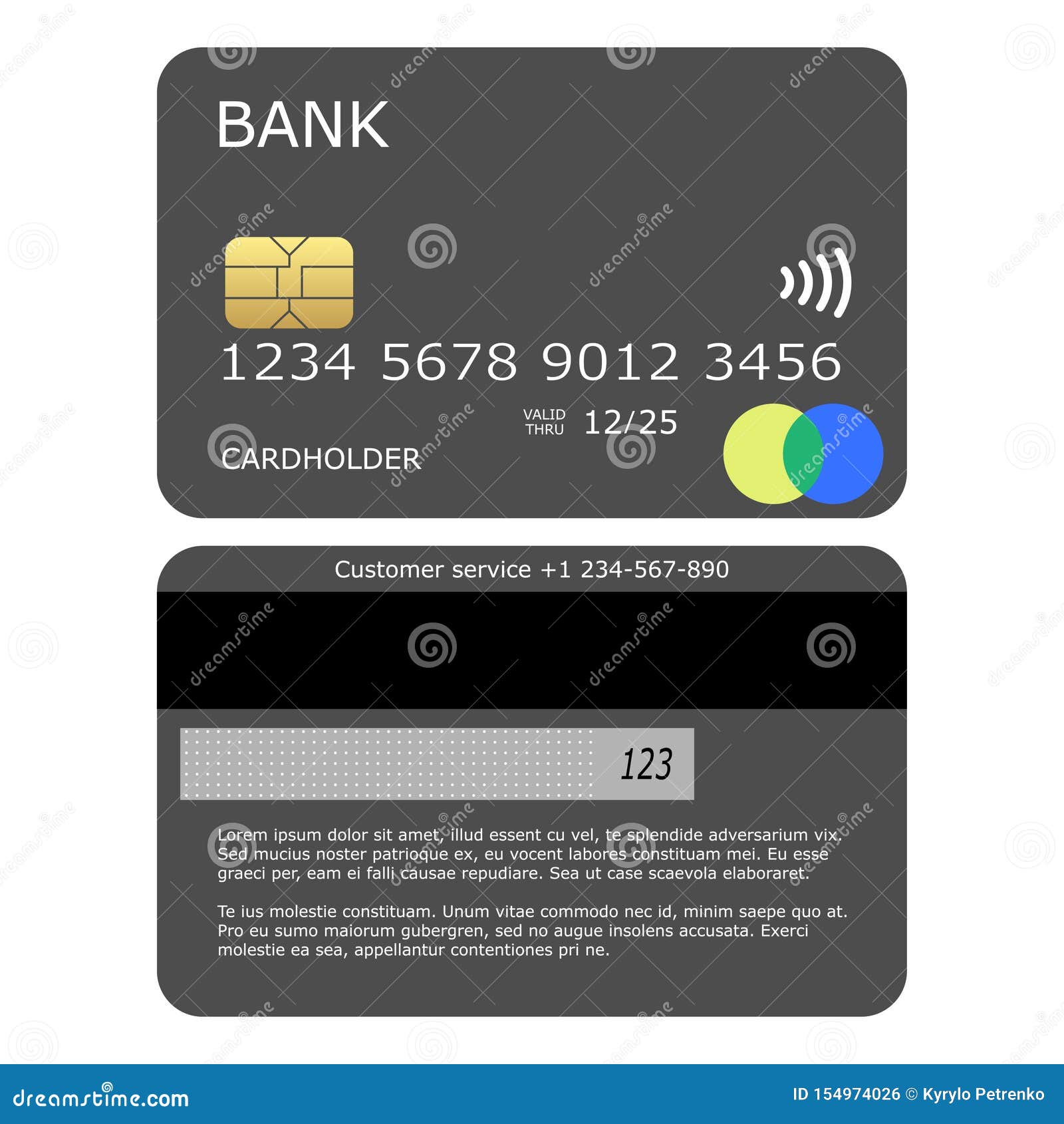 Simple Grey Mock Up Credit Card Vector Stock Illustration ...