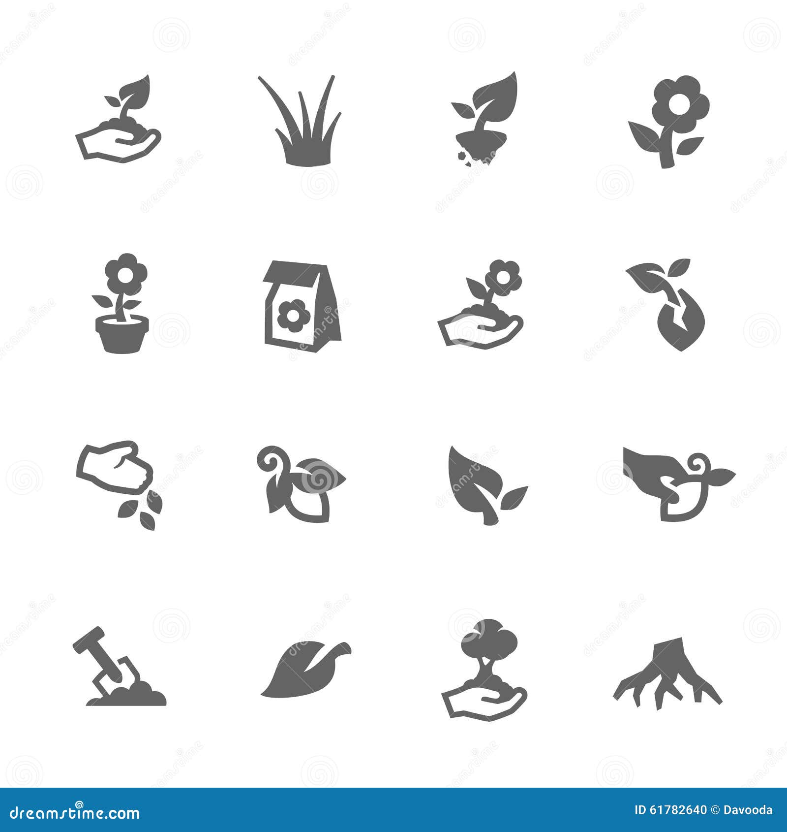 Simple Growing Plants Icons Stock Vector Image 61782640