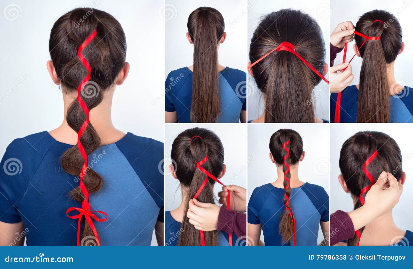 Simple hairstyle tutorial stock photo. Image of model - 79786358