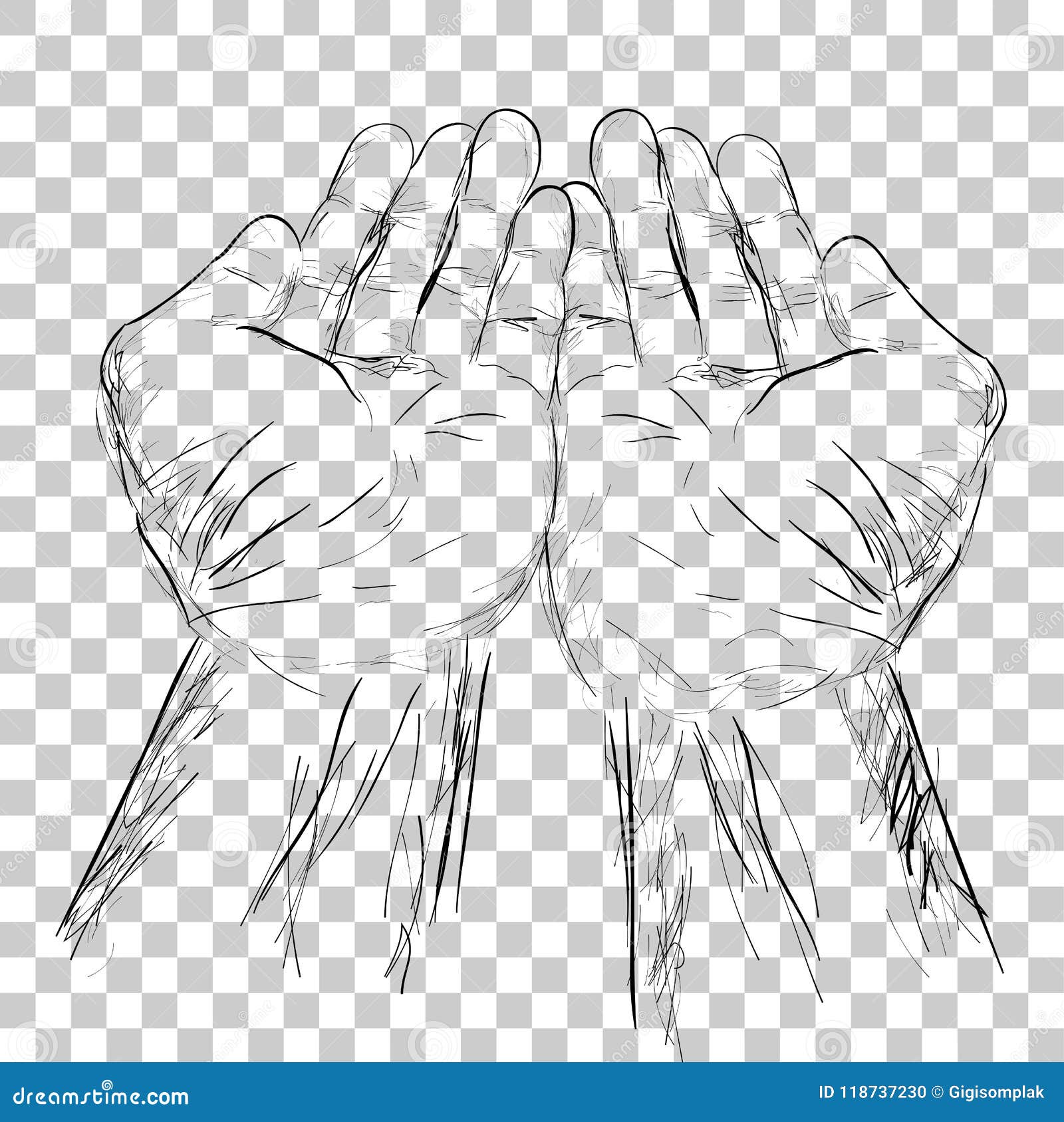 Simple Hand Draw Sketch Praying Hand Stock Vector - Illustration of ...