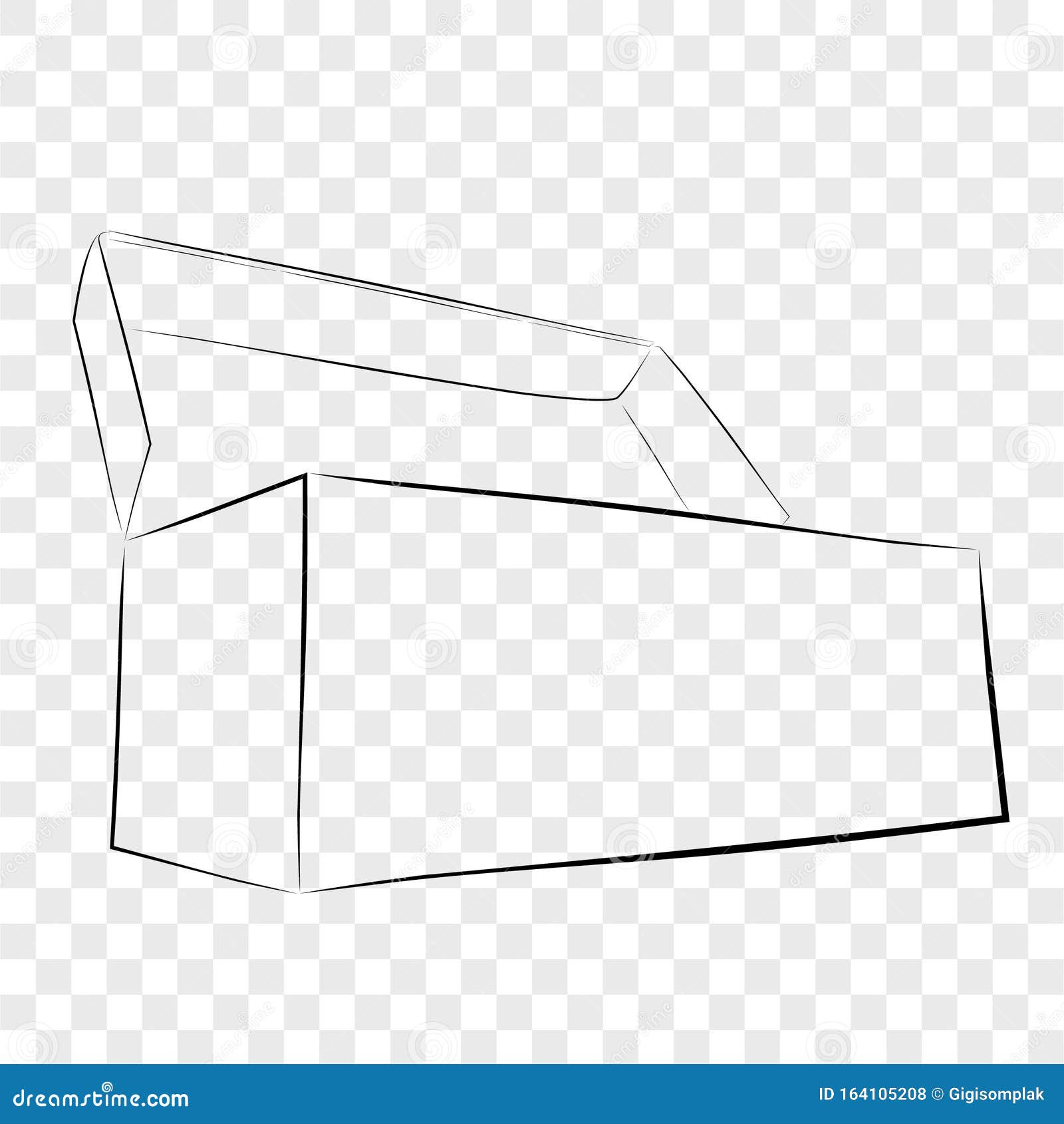 Simple Hand Draw Sketch Template Vector Black Shoe Box, At
