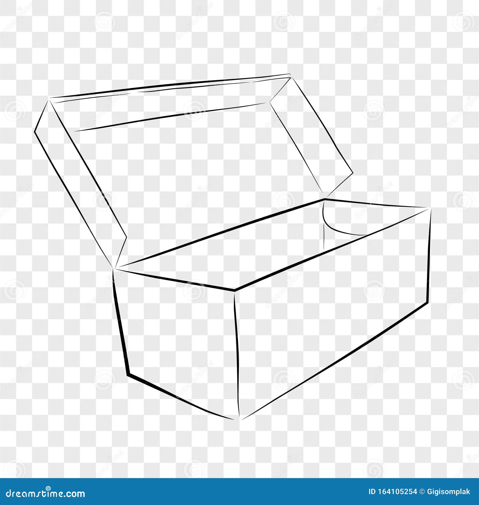 Simple Hand Draw Sketch Template Vector Black Shoe Box, At