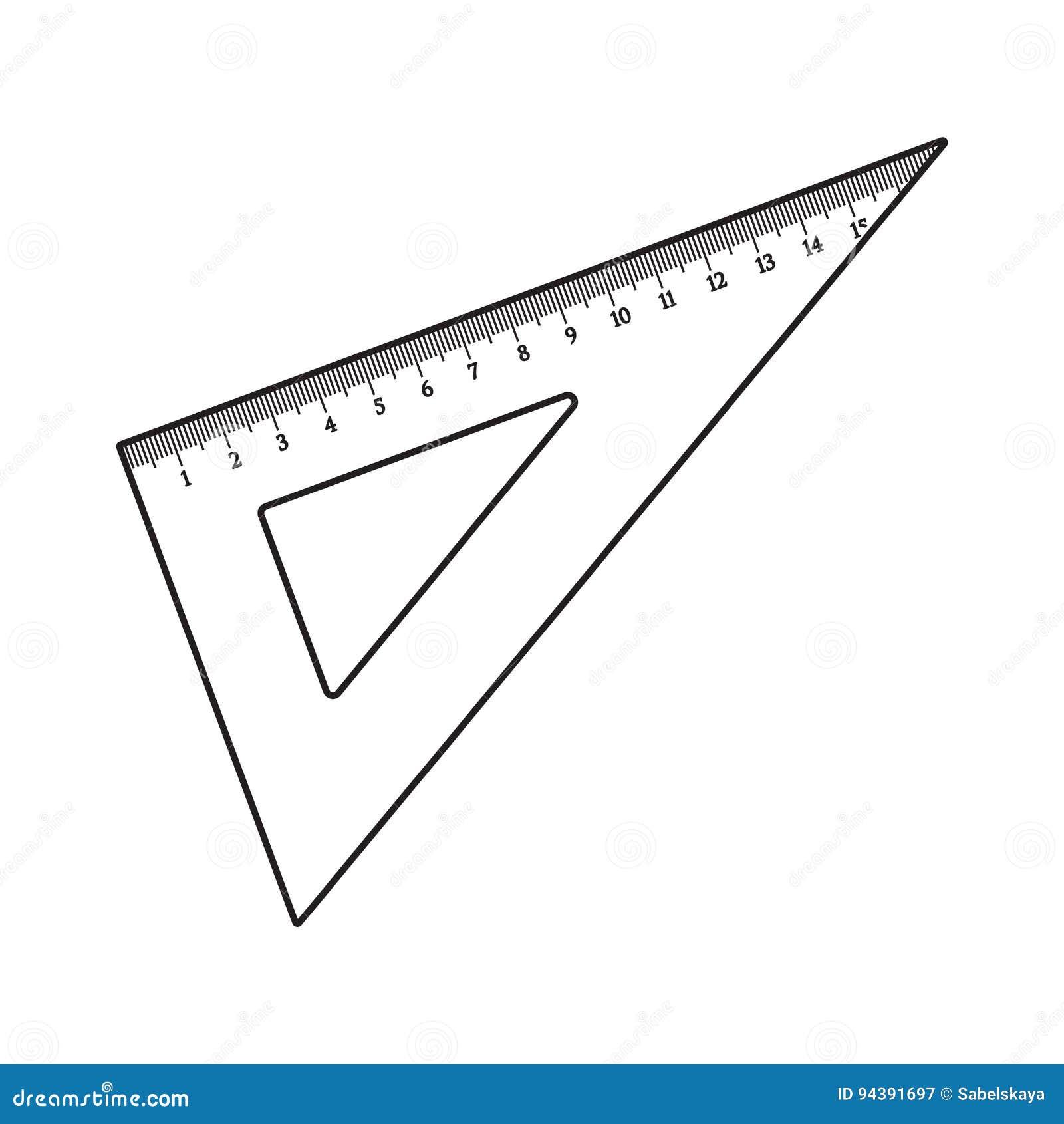 Simple Hand Drawn Plastic Angle Ruler, Office Supply, School