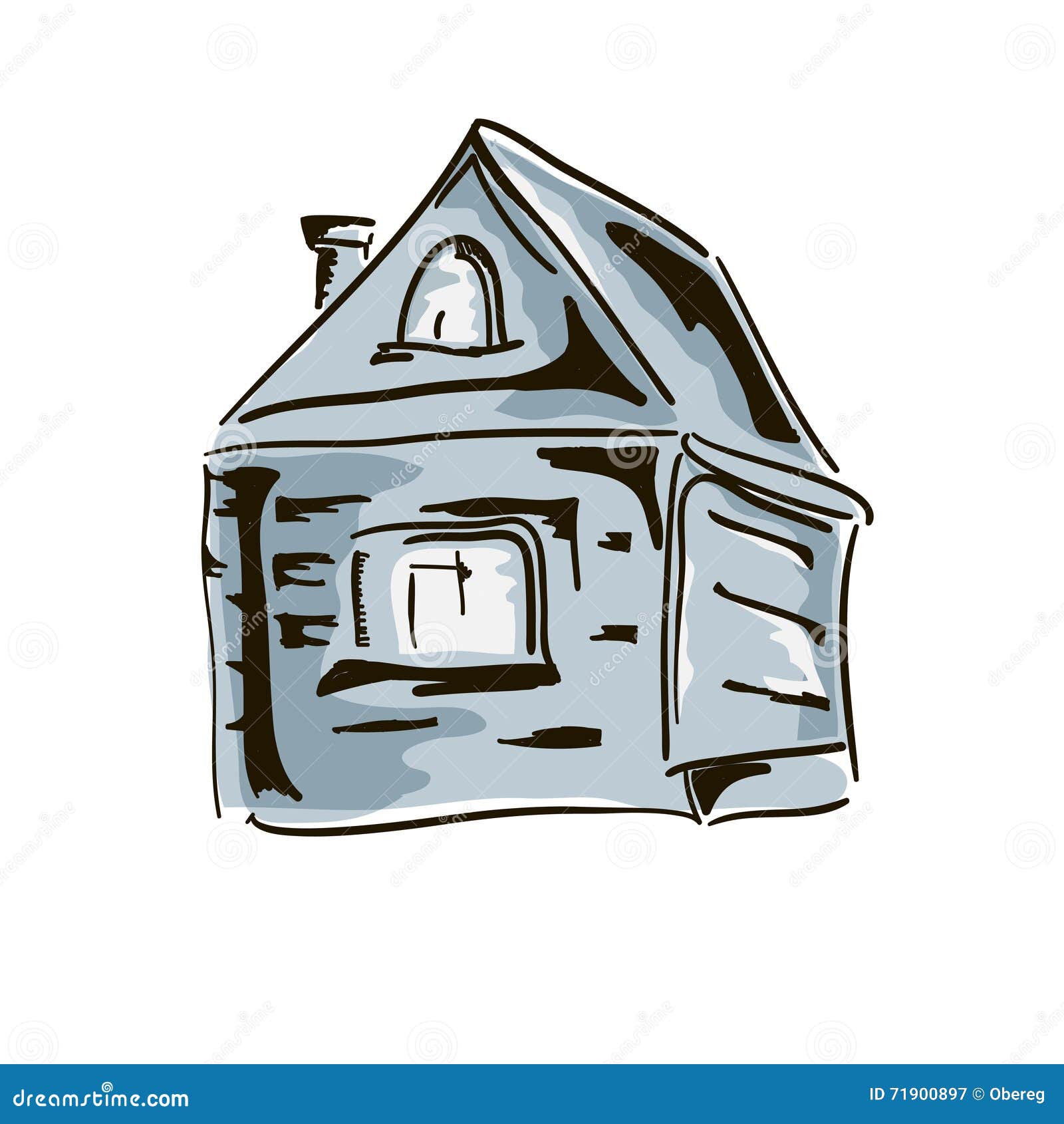 Simple Hand Drawn Sketch House Stock Vector Illustration