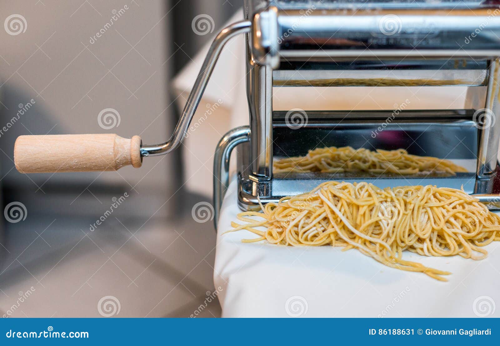 Simple Homemade Noodles and Pasta Machine. Stock Image Image of