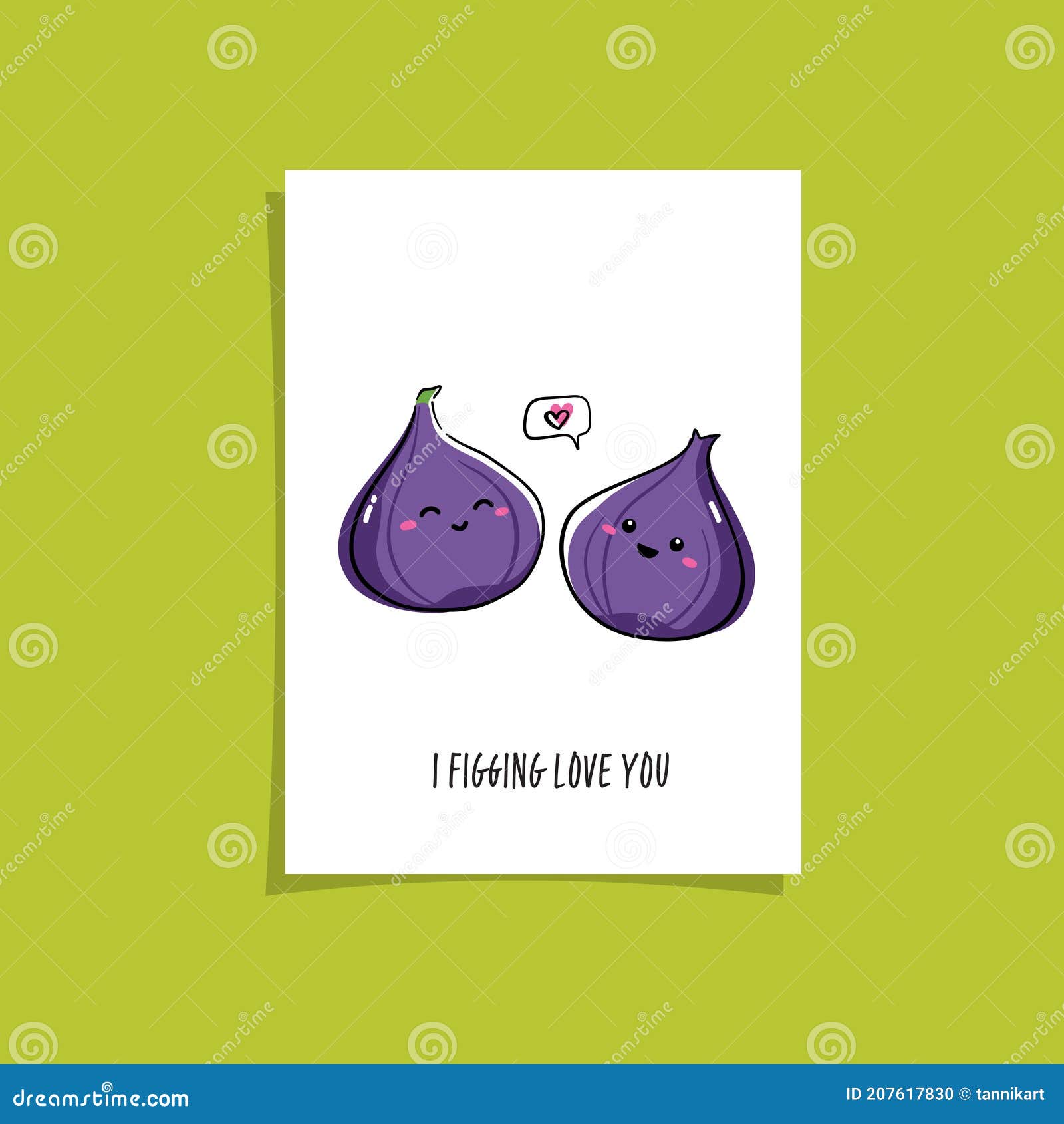 Simple Illustration with Fig and Funny Phrase - I Figging Love You. Cute Fruit Character Illustration Stock - Illustration of health, cheerful: 207617830