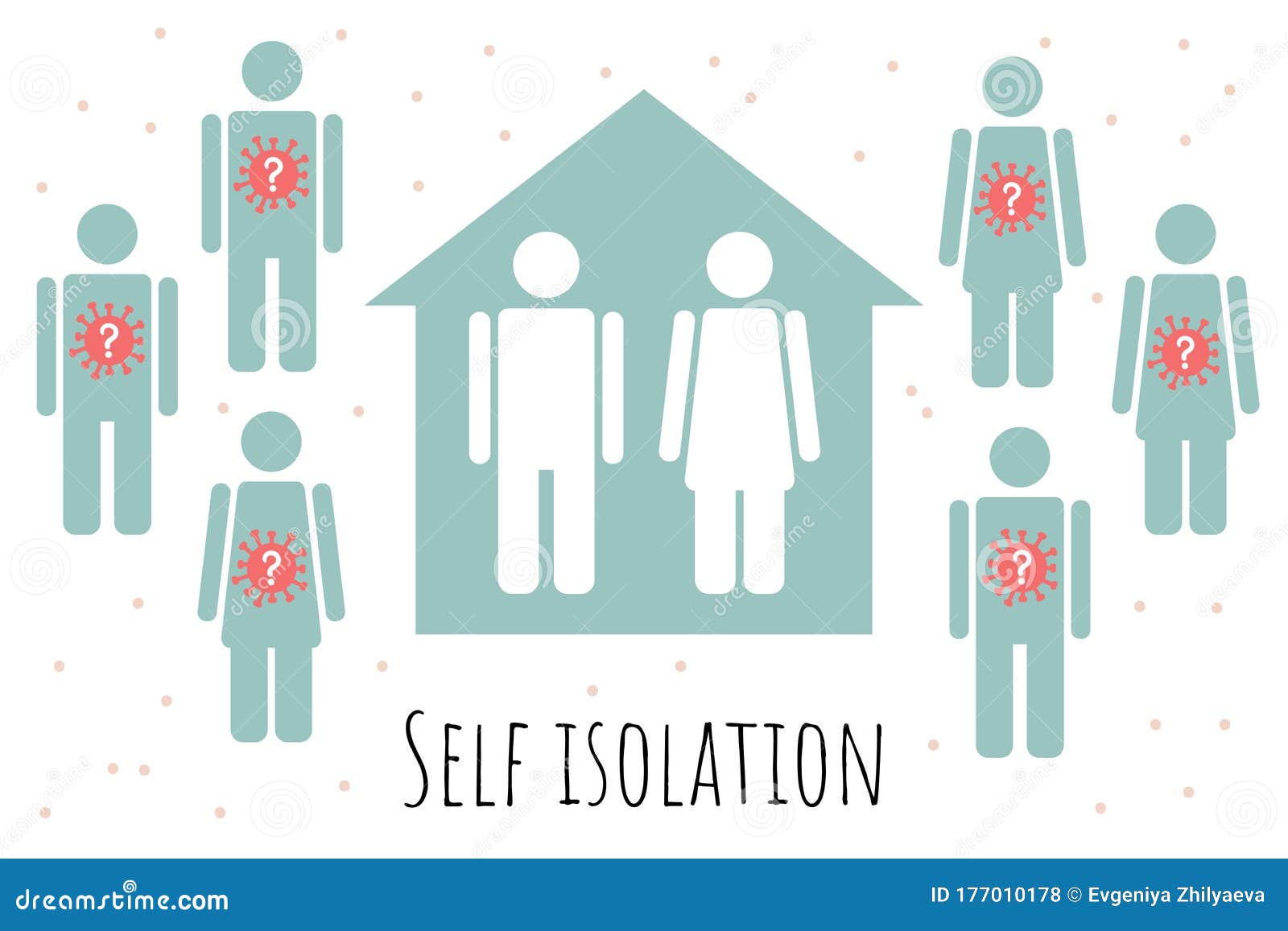 A Simple Illustration Of People At Home In Self-isolation. 