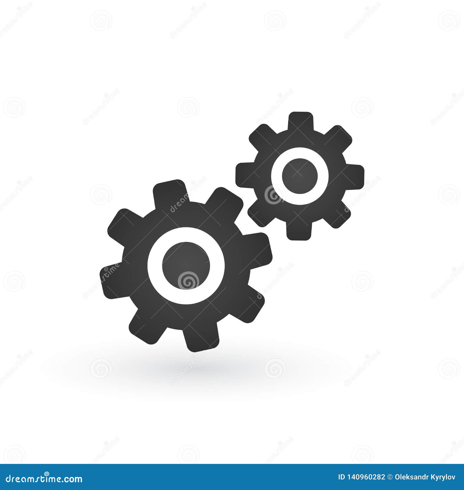 Simple Illustration of Two Gear Wheels in Grey Colors. Vector