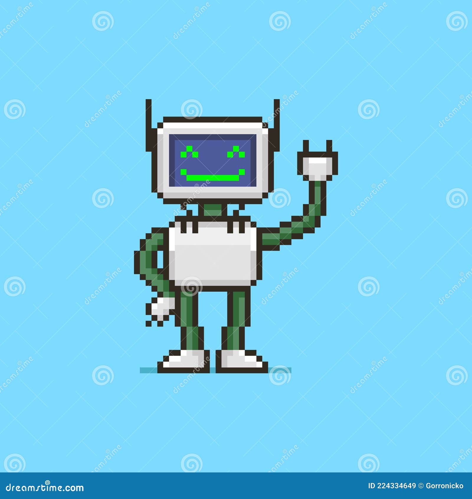 Simple Ilustración De Píxel Plano De Dibujos Animados Sonriendo Robot  Humanoide Con Una Pantalla En Lugar De Una Cara Ilustración del Vector -  Ilustración de colorido, pantalla: 224334649