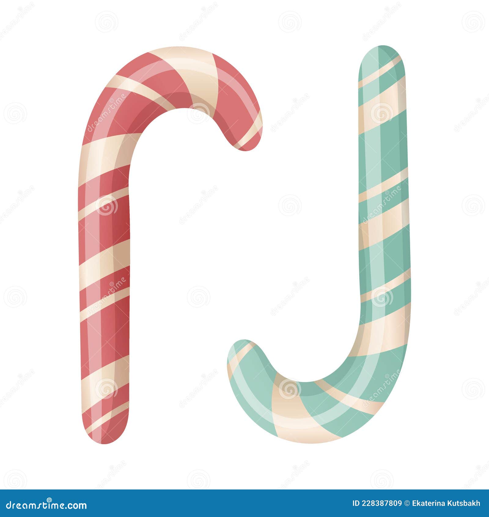 Simple Ilustración Vectorial Aislada De Dos Bastones De Caramelo De Navidad  a Rayas En Color Rojo Y Menta. Dulces De Dibujos Anima Ilustración del  Vector - Ilustración de santa, espiral: 228387809