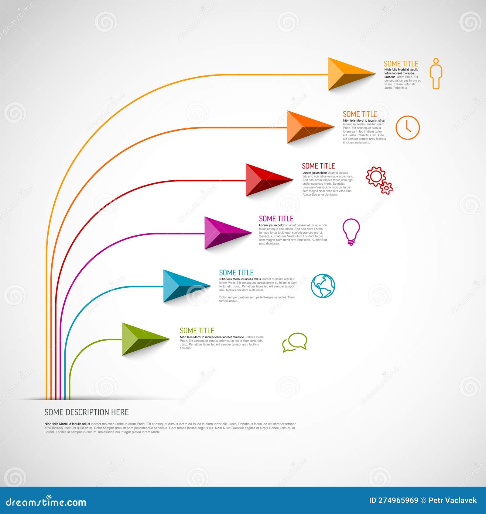 simple infographic with title and six smaller  option items