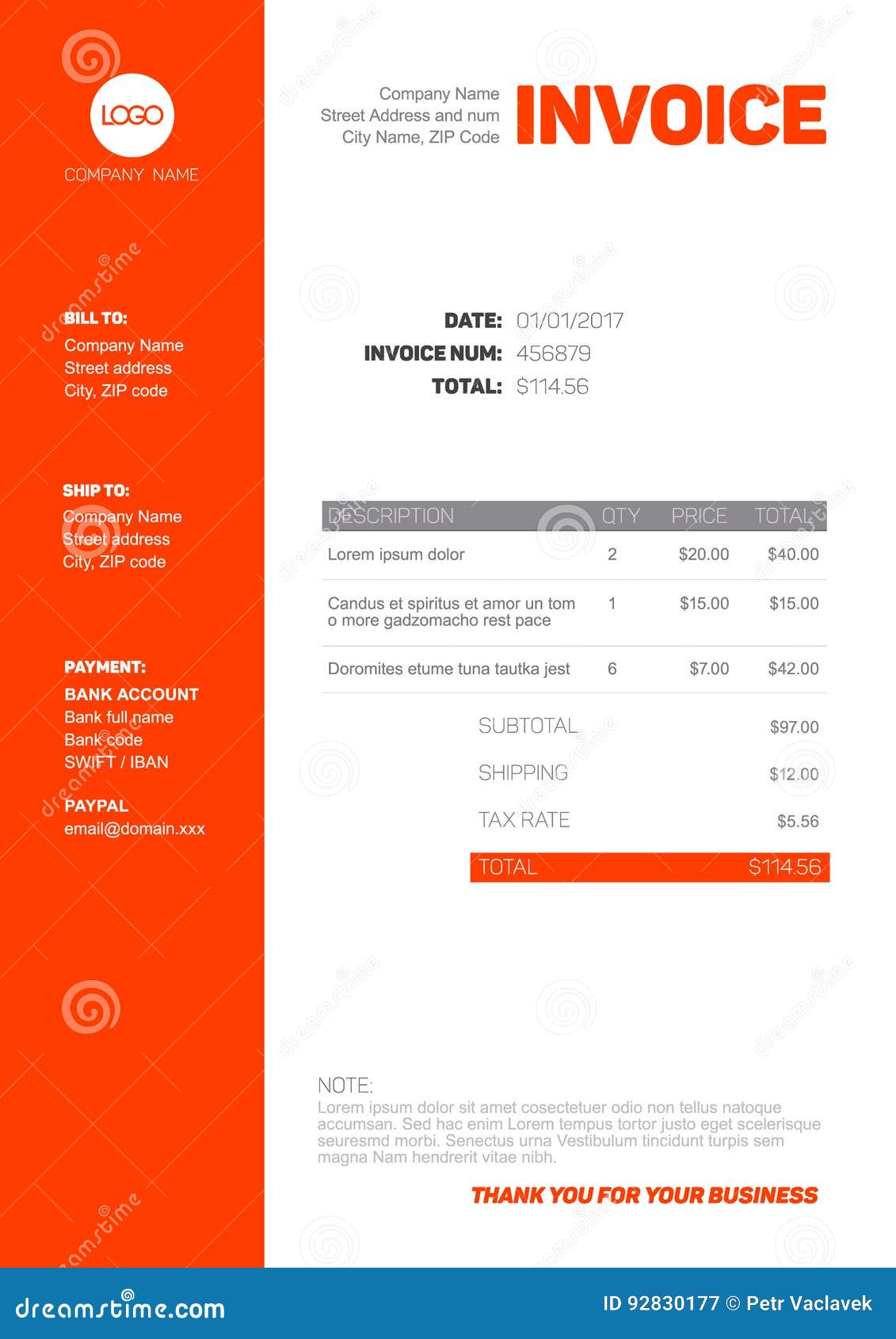 Wordpad Invoice Template from thumbs.dreamstime.com