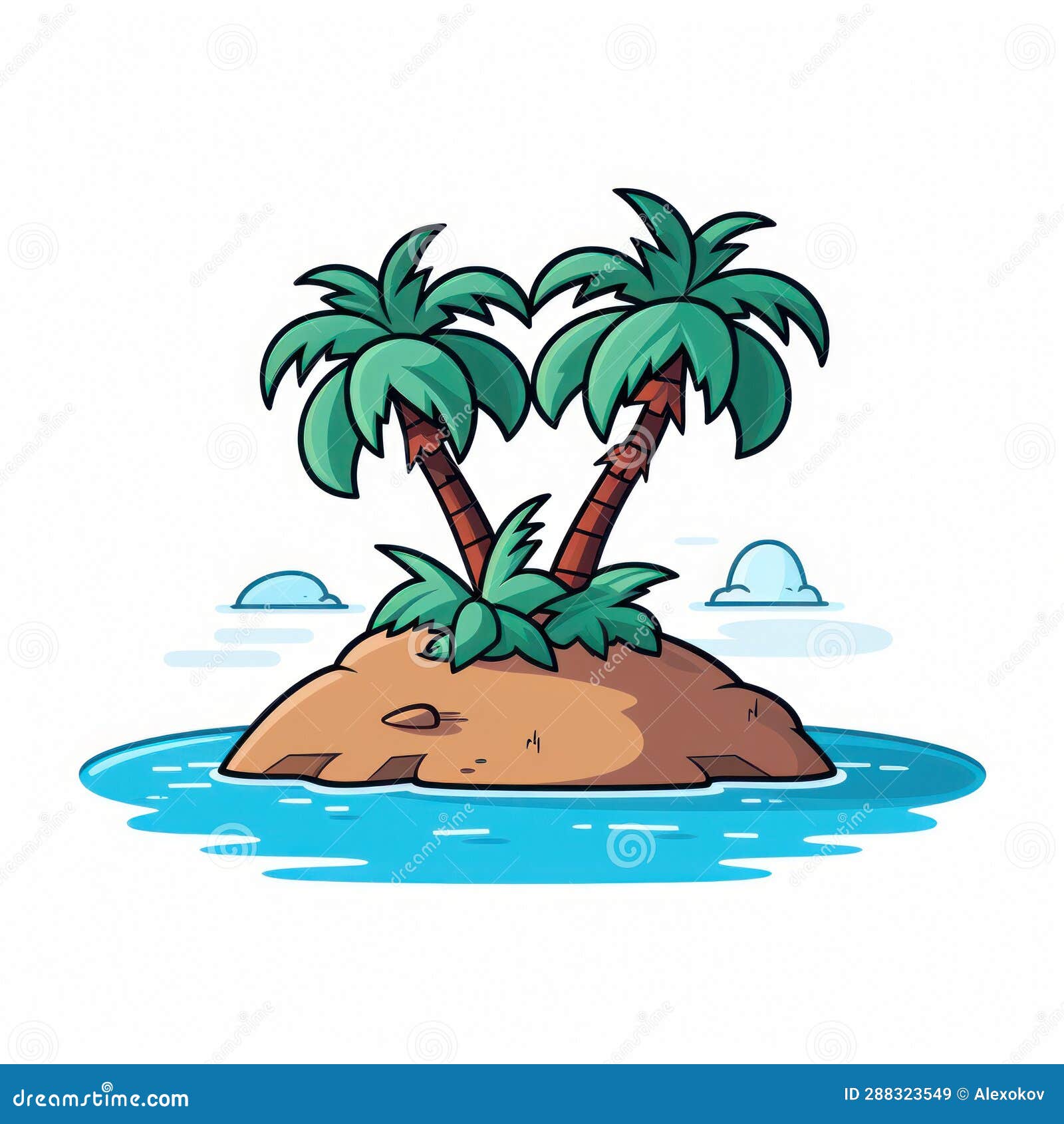 Simple Island with Coconut Tree AI Generated Stock Illustration ...