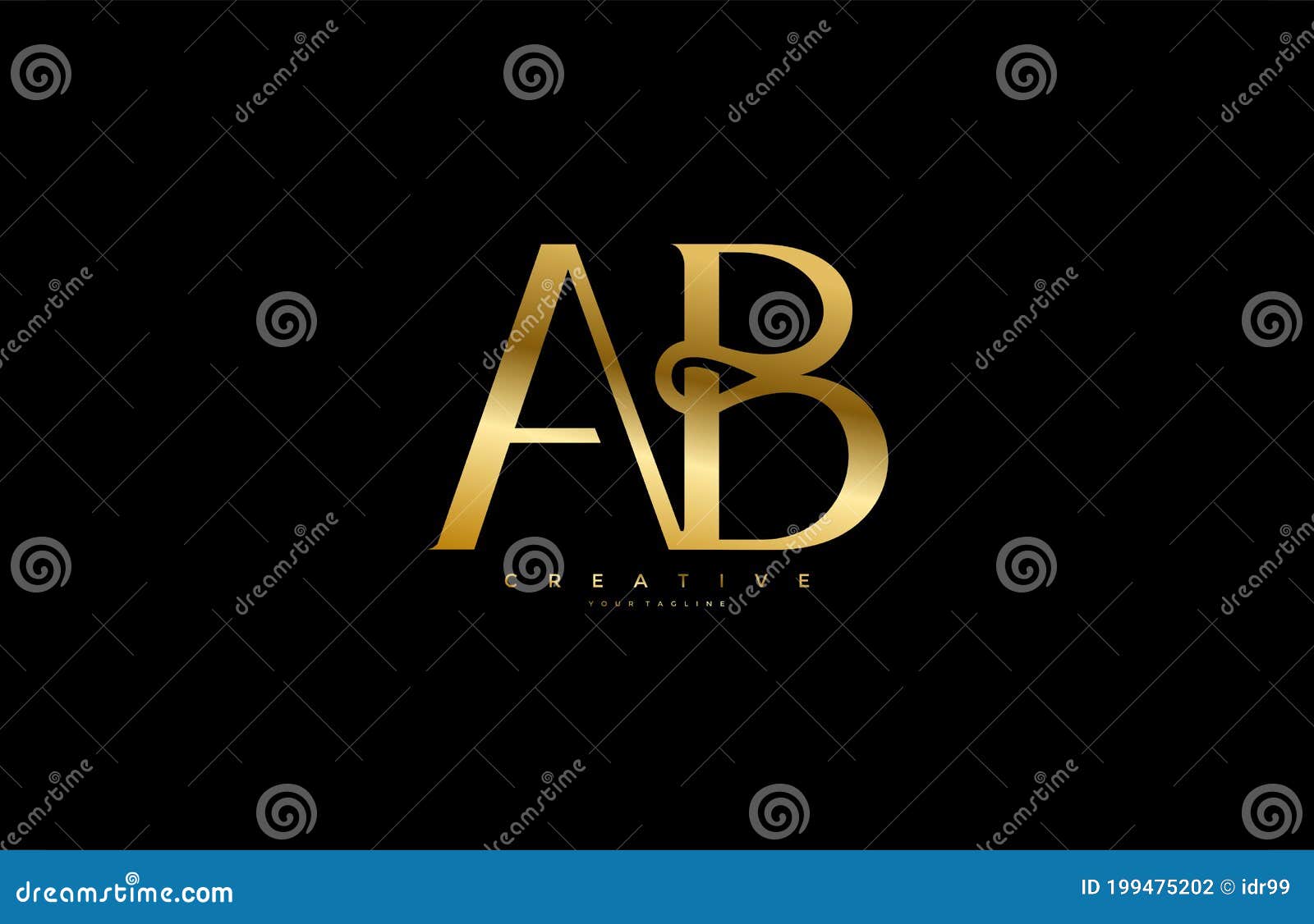 Simple Letter AB Monogram Stylish Type Gold Design Logo Stock ...