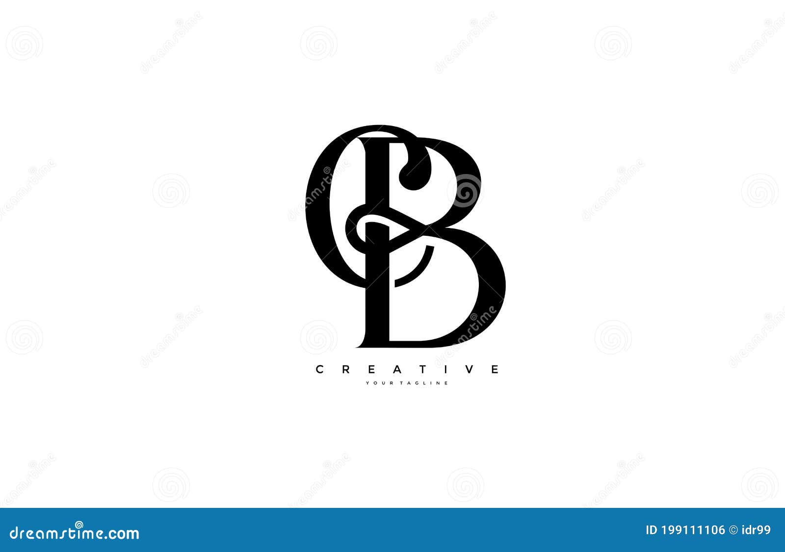 Simple Letter CB Monogram Stylish Type Design Logo Stock Illustration