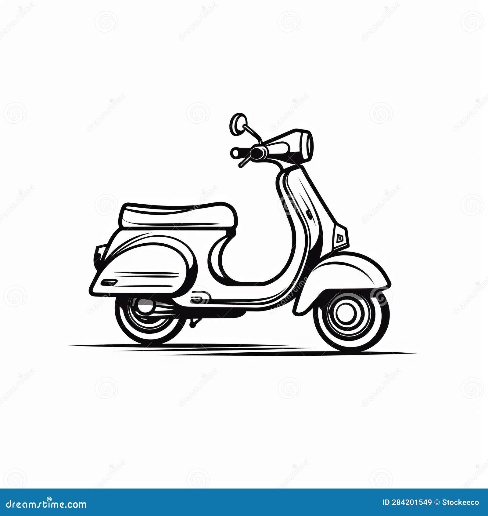 simple line art retro scooter  on white background