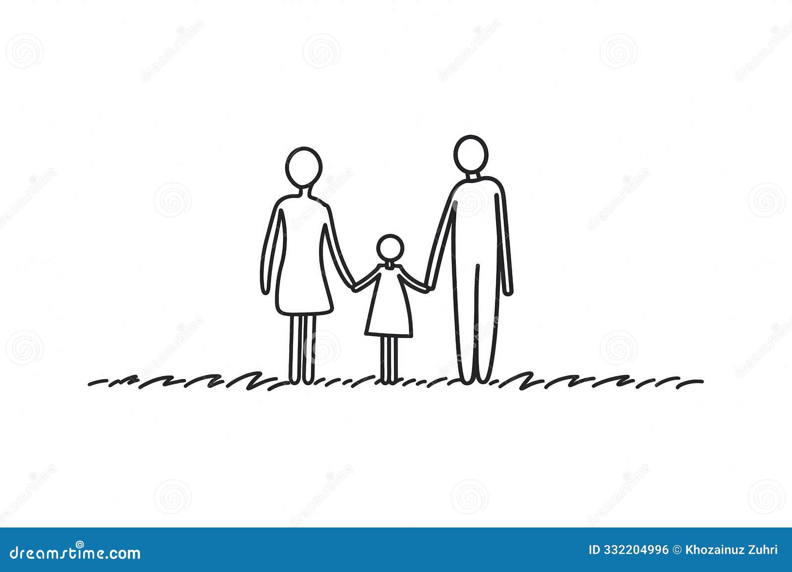 minimalist line drawing of happy family holding hands