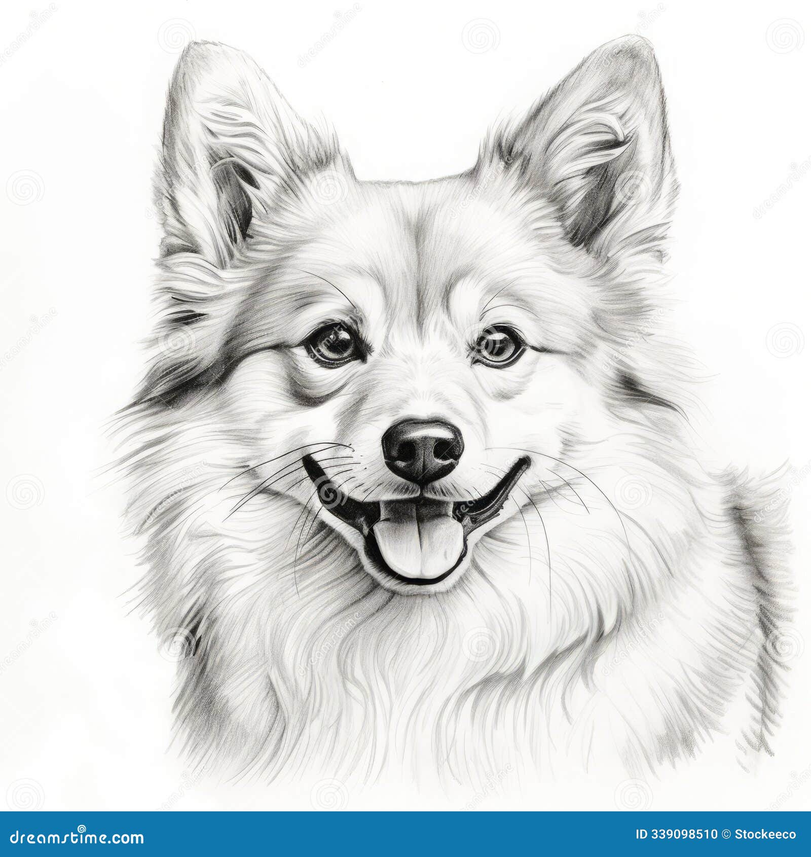 simple line drawing of icelandic sheepdog on white background