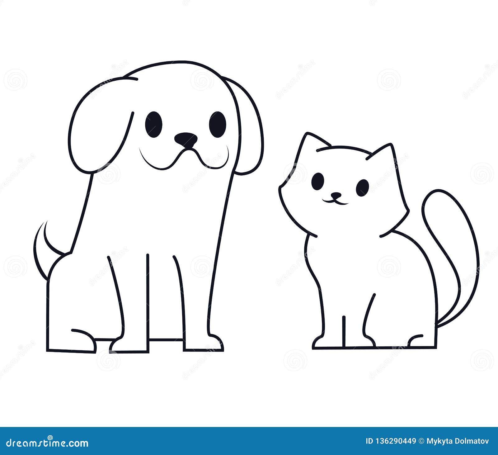 Dog and cat icon in comic style. Animal head cartoon vector