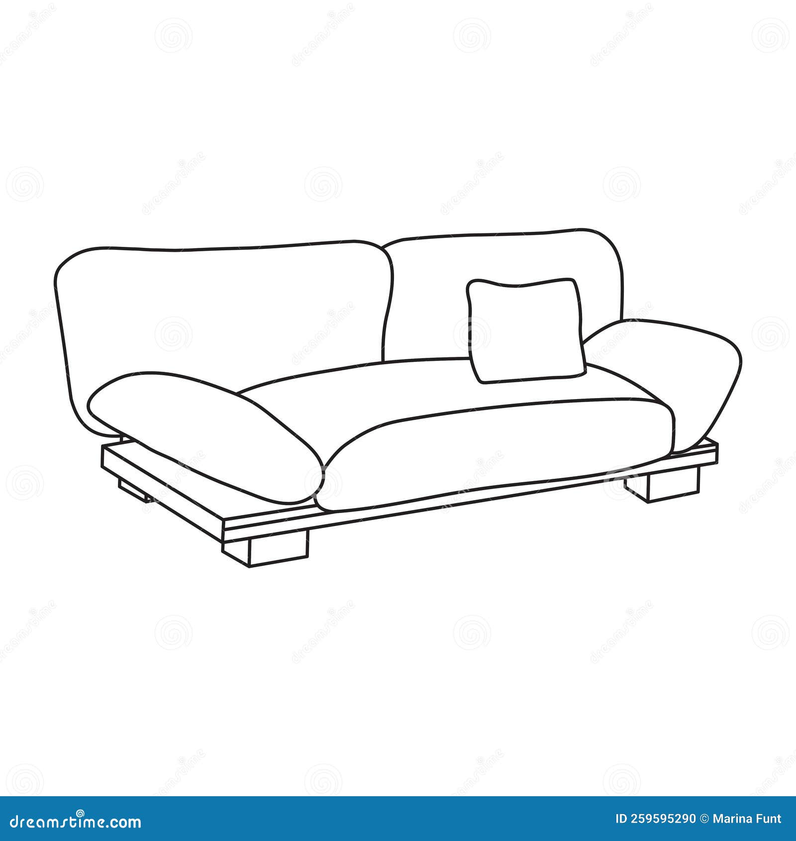 Simple Line Icon of Large Pull Out Sofa Stock Vector Illustration of