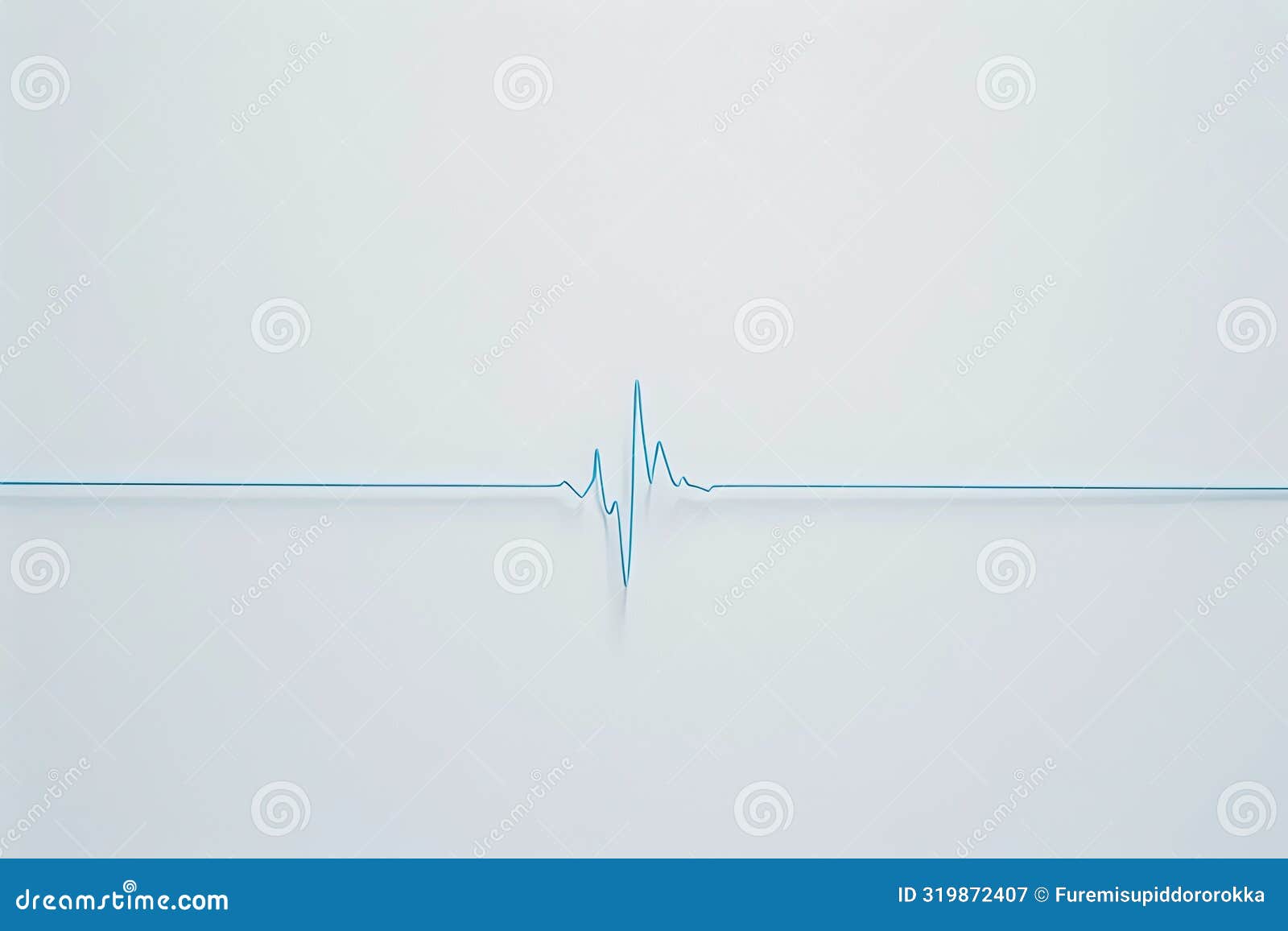 a simple line representing a heartbeat in light blue, set against a clean white background