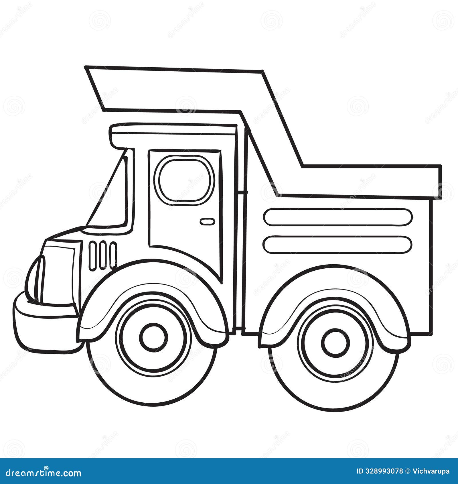 simple linear drawing of a dump truck
