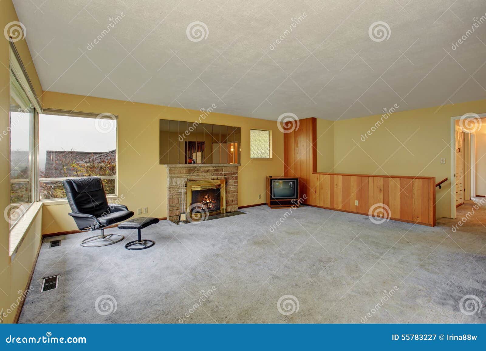 Simple Living Room With Carpet Stock Image Image Of