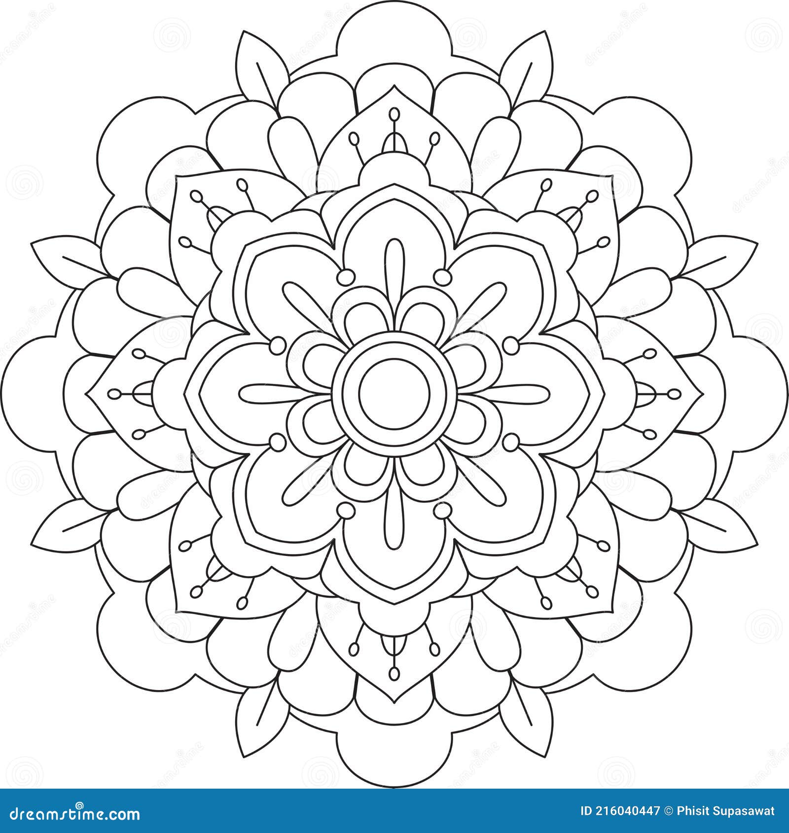 Simple Mandala Circle Coloring Page for Adult, Children Stock ...