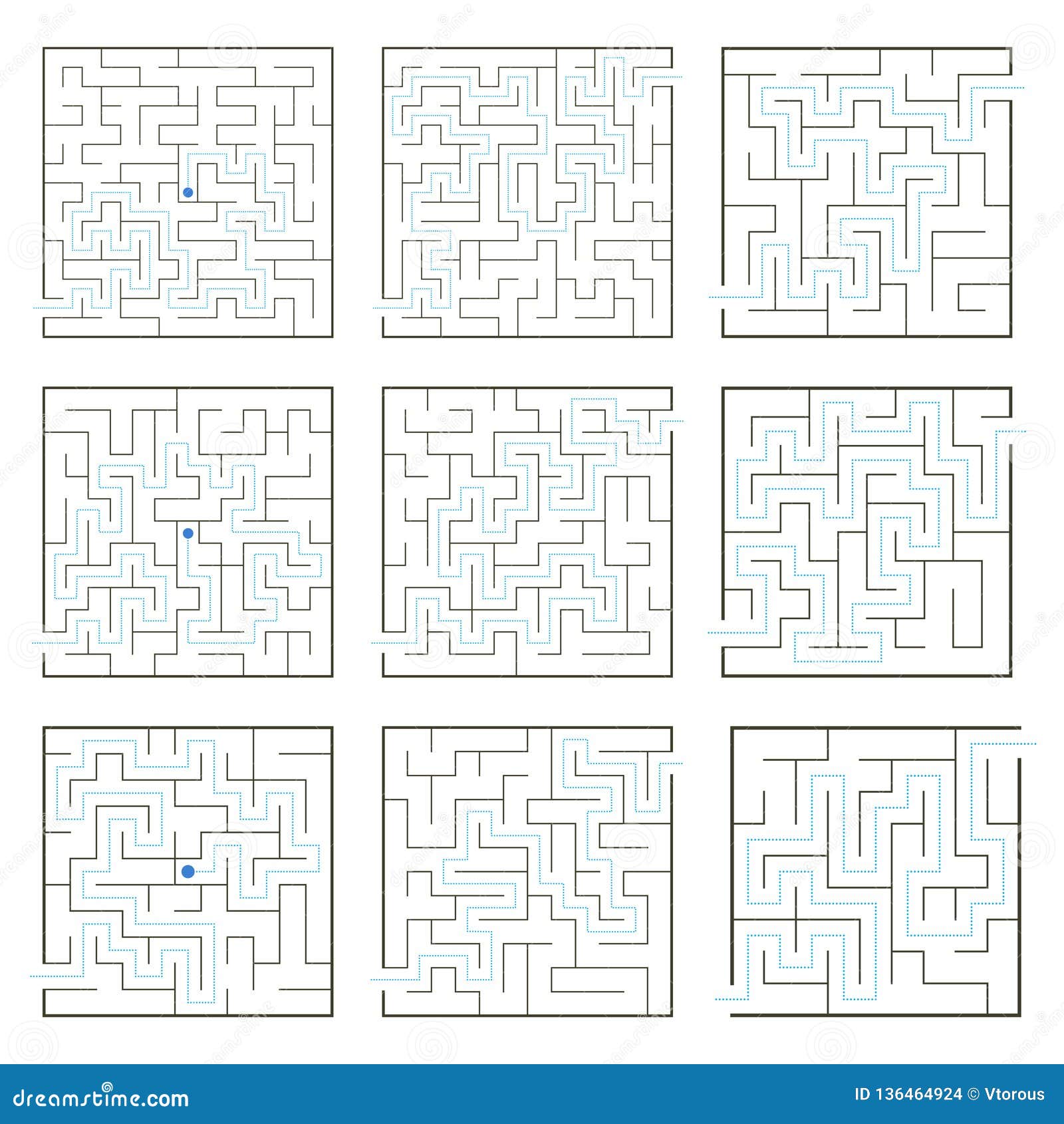 Simple maze collection stock vector. Illustration of decision - 136464924